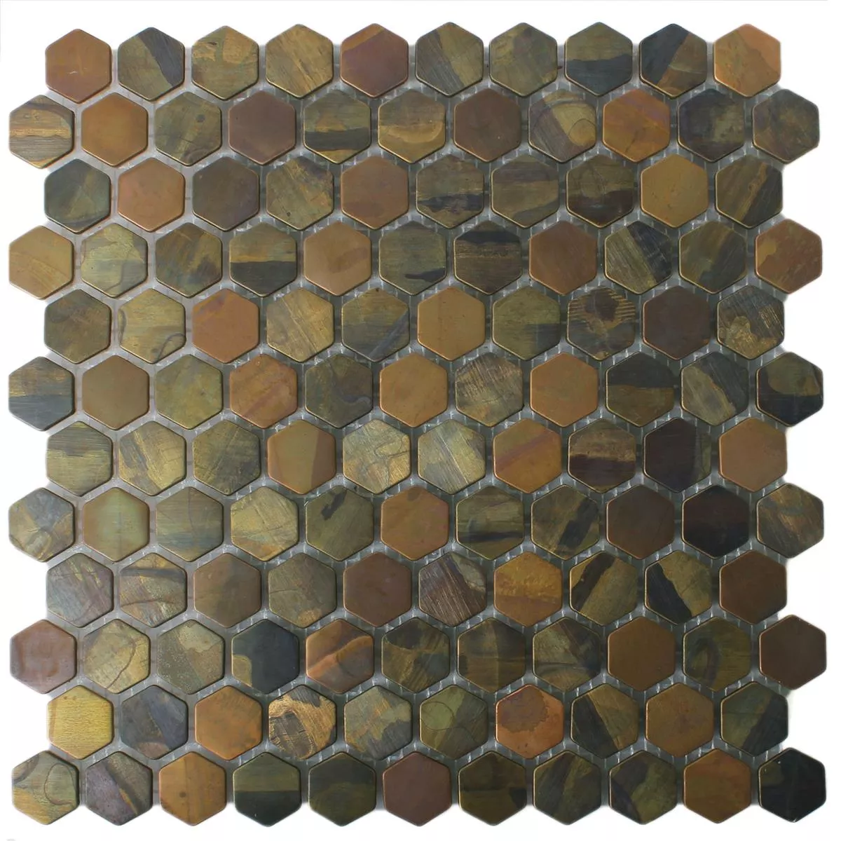 Sample Mosaic Tiles Copper Merkur Hexagon Brown 