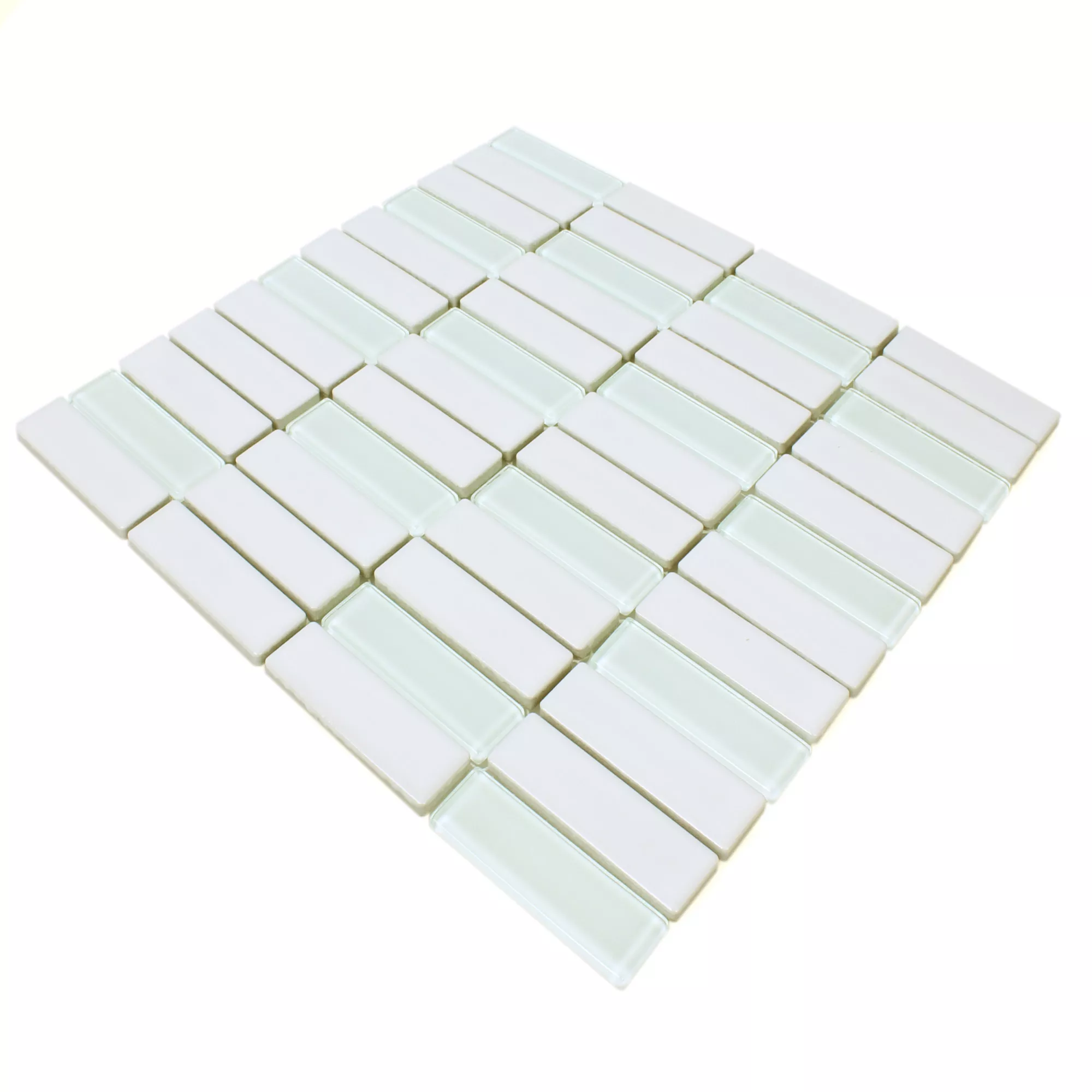 Sample Ceramic Glass Mosaic Tiles Romana White Glossy