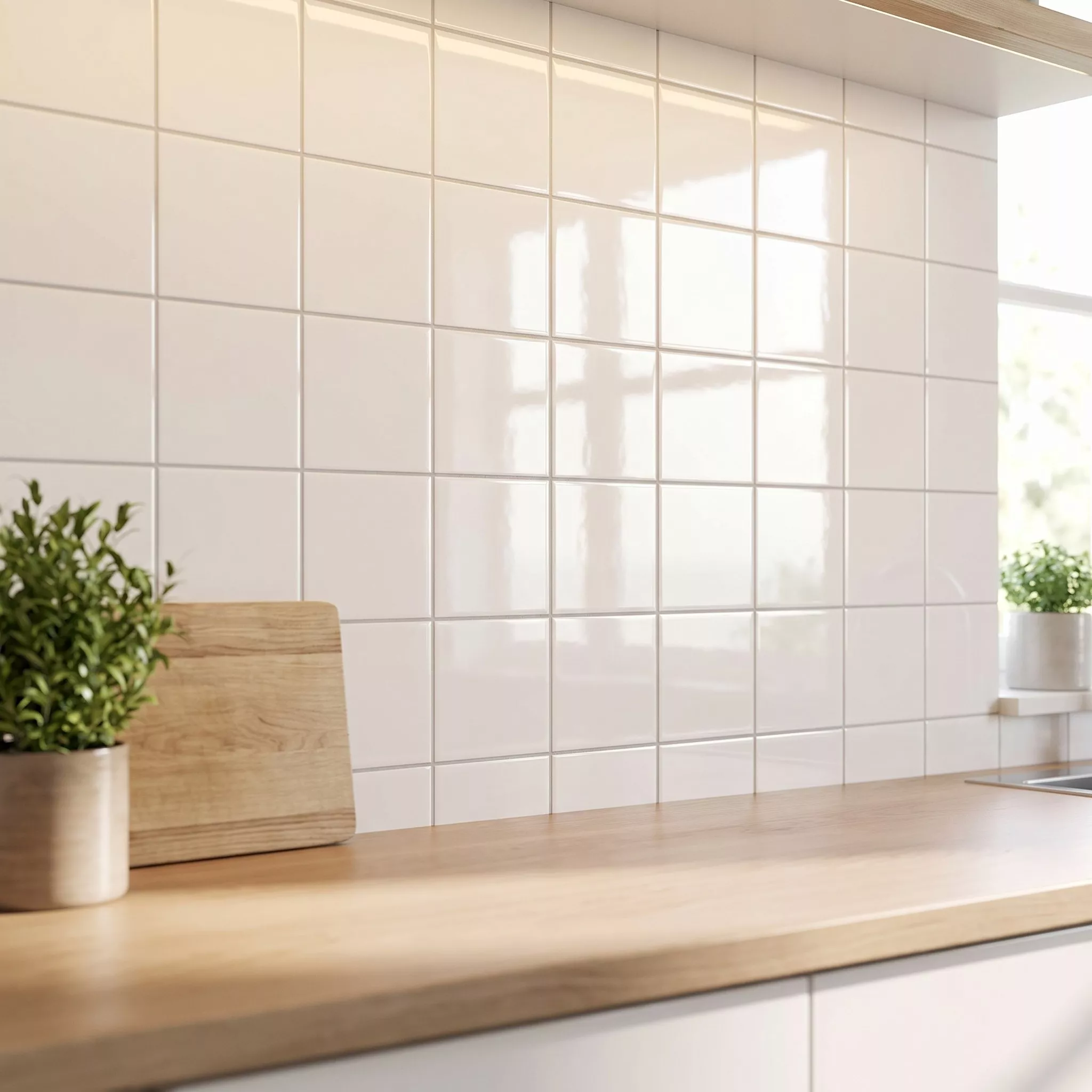 Metro tile Blanc Glossy 20x20 cm Without Facet Ashville Blanco