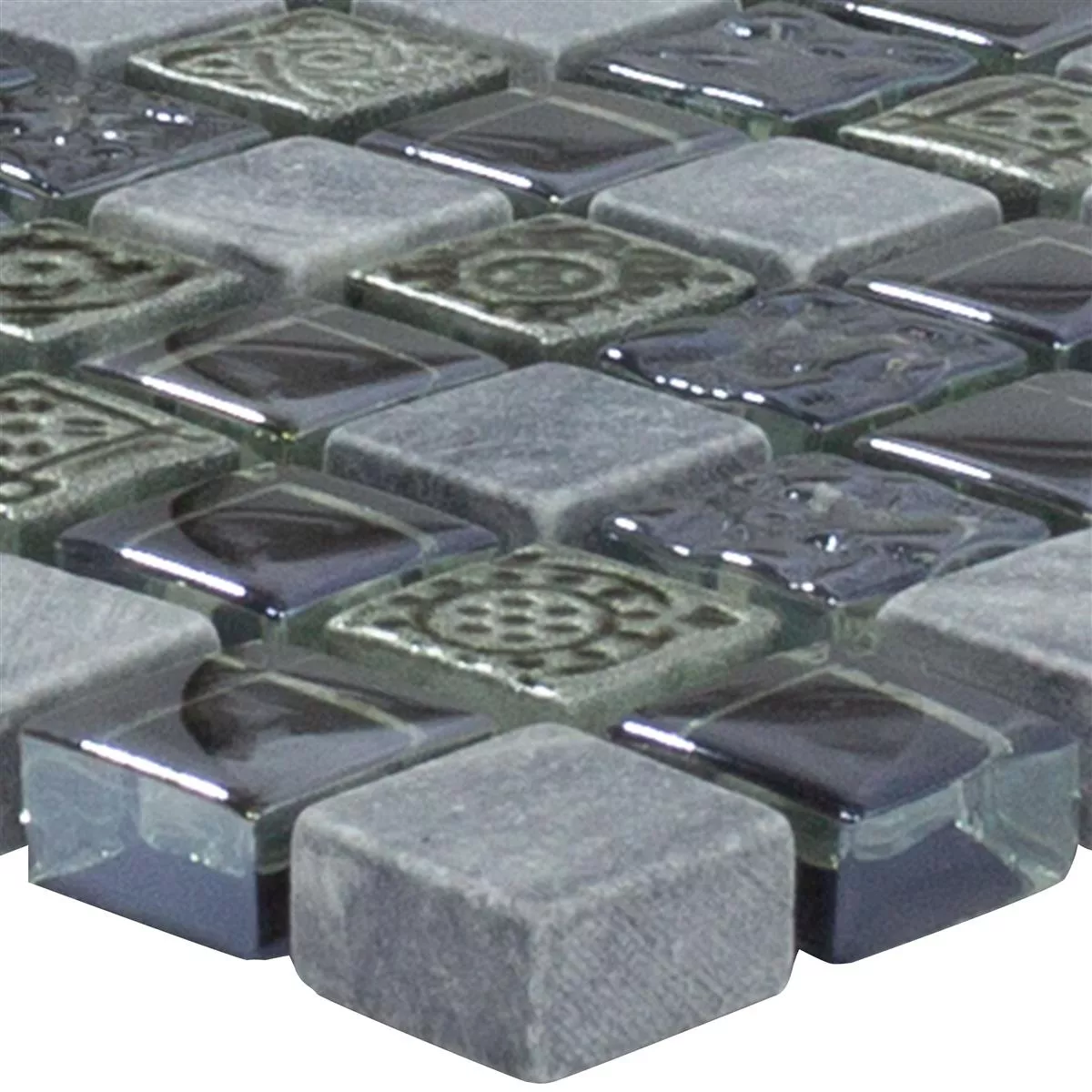 Glass Marble Mosaic Tiles Champion Black Grey Mix Glass Marble Mosaic Tiles Champion Black Grey Mix