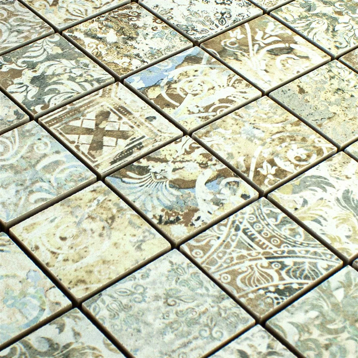 Ceramic Mosaic Tiles Bellona Effect Light Colored 47x47mm