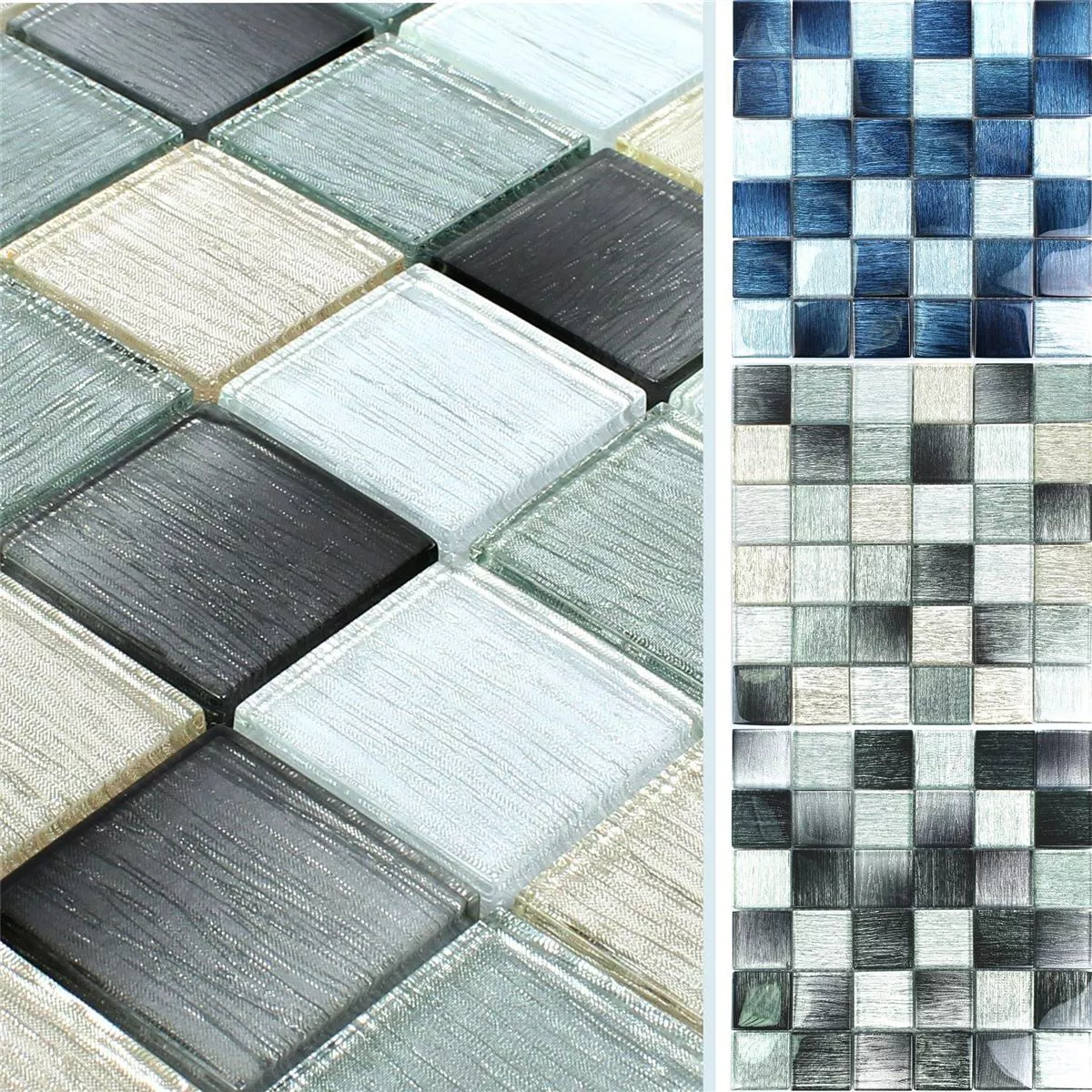 Sample Glass Mosaic Tiles Bellevue Striped