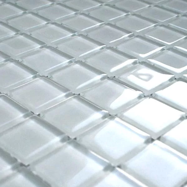 Mosaic Tiles Glass White Uni 25x25x4mm