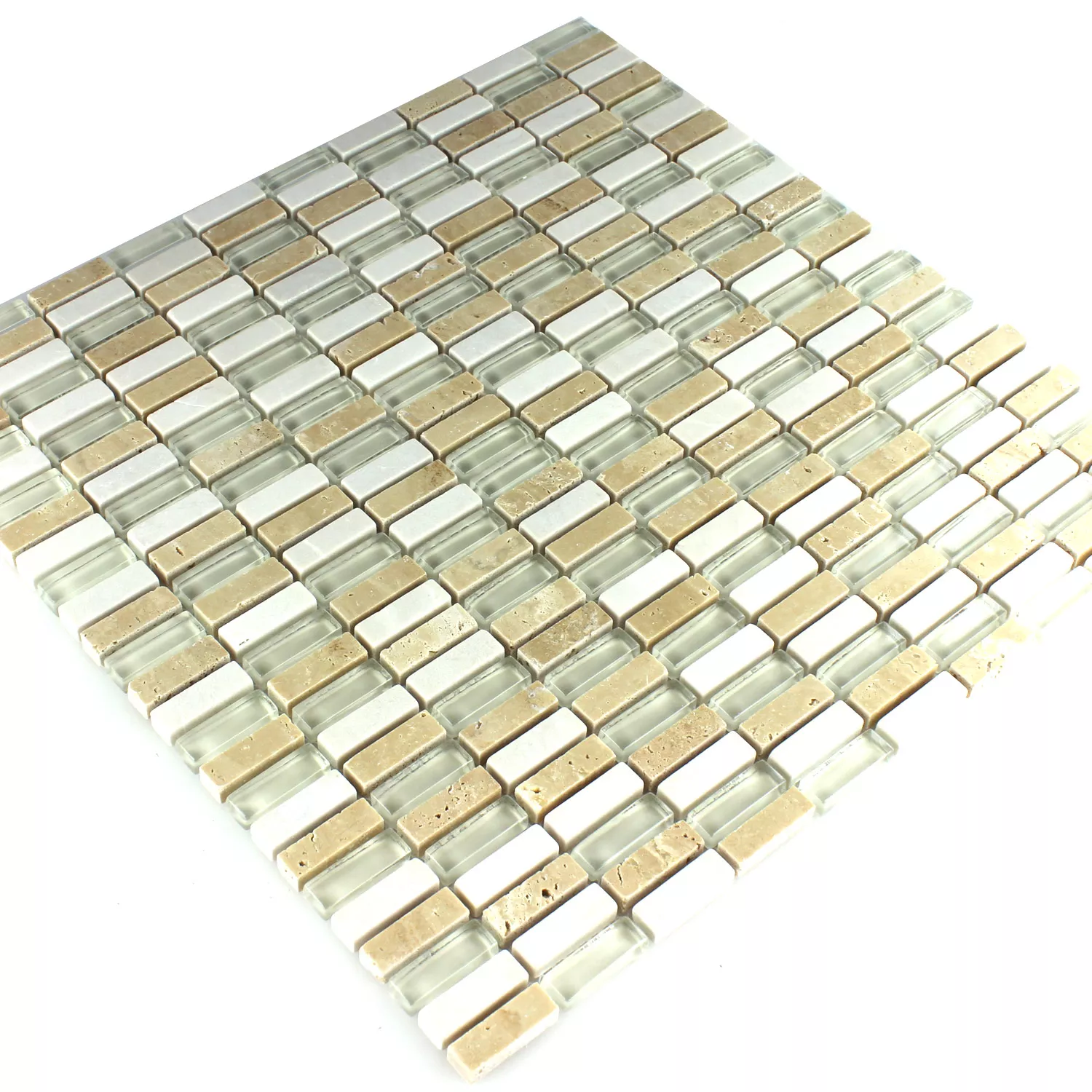 Mosaic Tiles Glass Marble Beige Mix 10x30x8mm