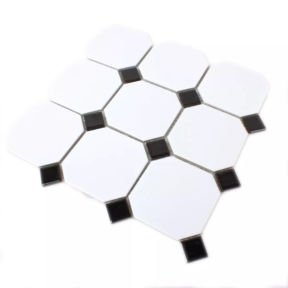 Mosaic Tiles Ceramic Octagon White Black Mix