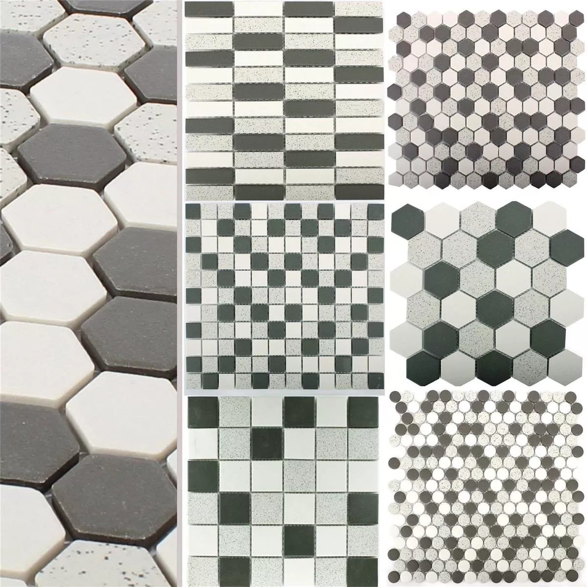 Ceramic Mosaic Tiles Monforte Black Grey Non-Slip R10