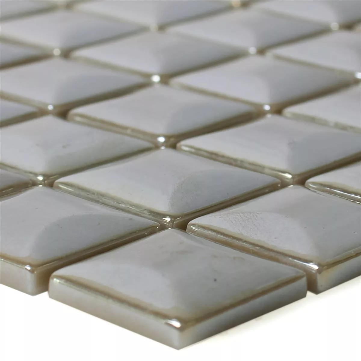 Sample Glass Mosaic Tiles Monrovia Coffee 3D Metallic