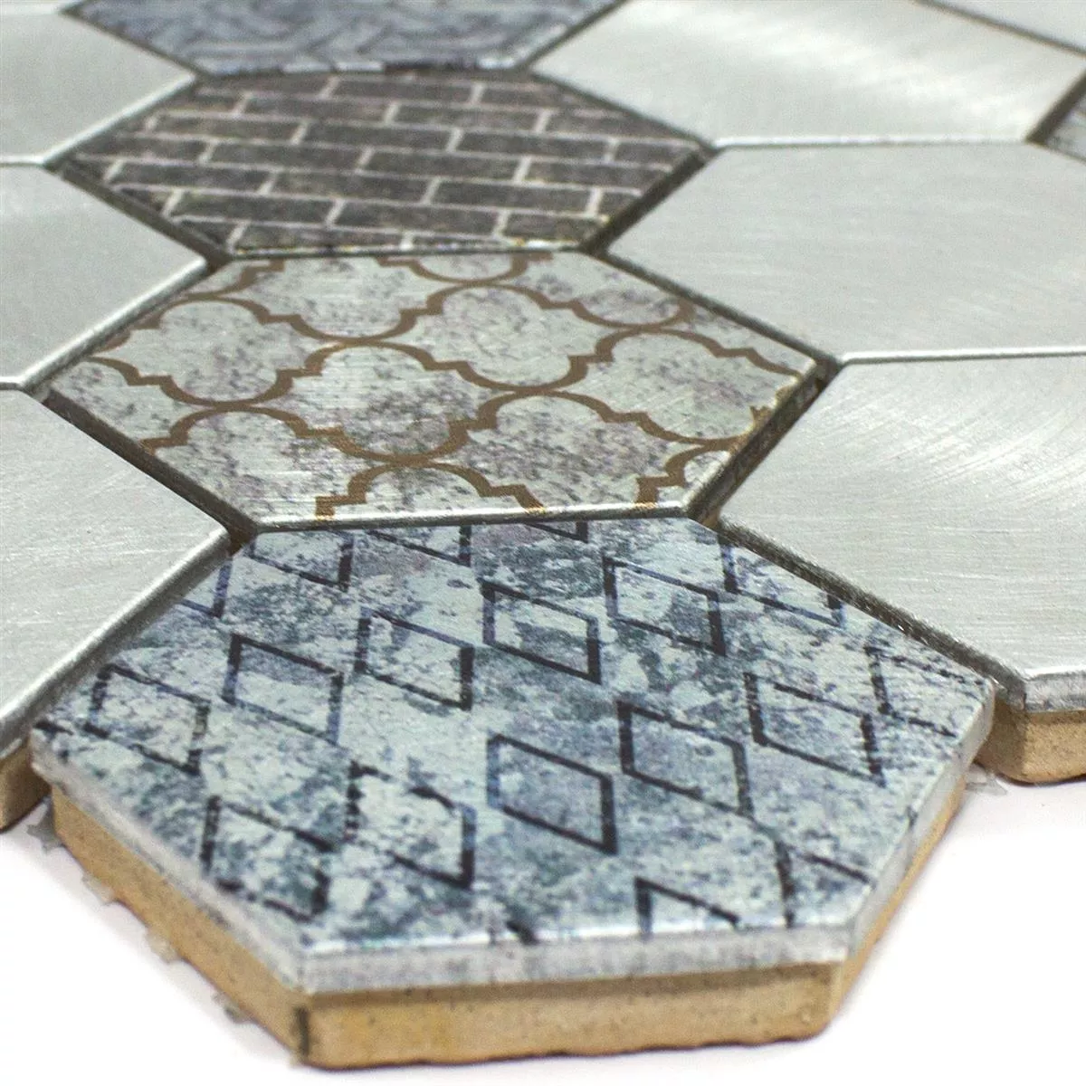 Mosaic Tiles Sunrise Grey Silver