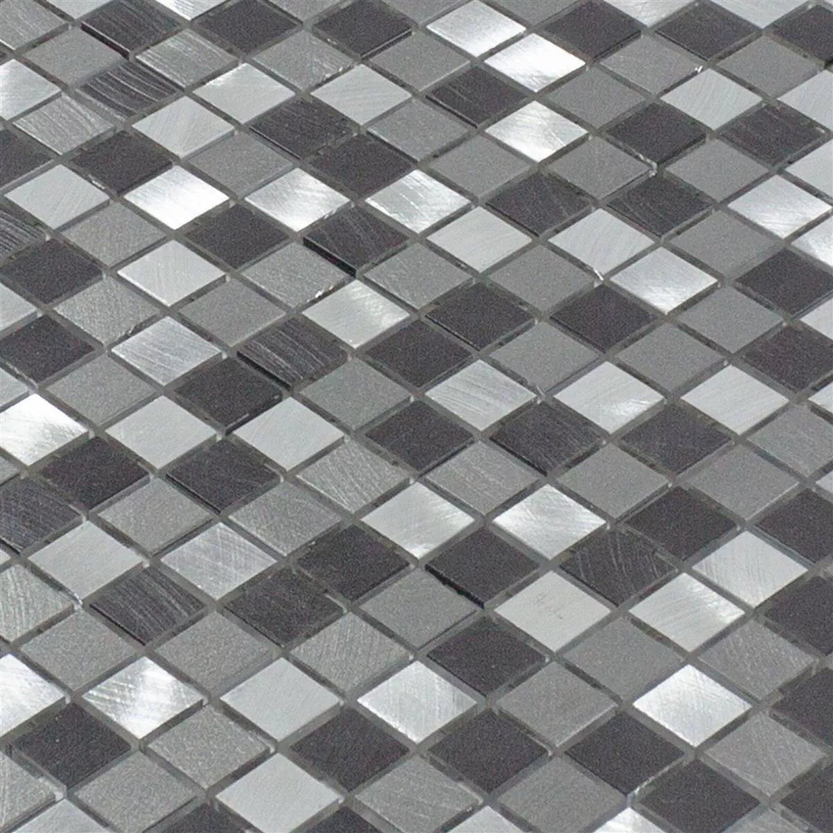 Aluminium Metal Mosaic Tiles Montezuma Grey Silver Mix
