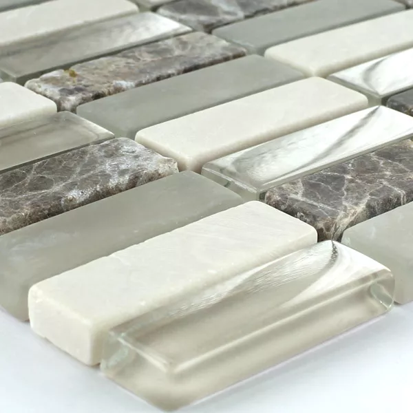 Mosaic Tiles Glass Marble 15x48x8mm Brown Beige Mix Sticks