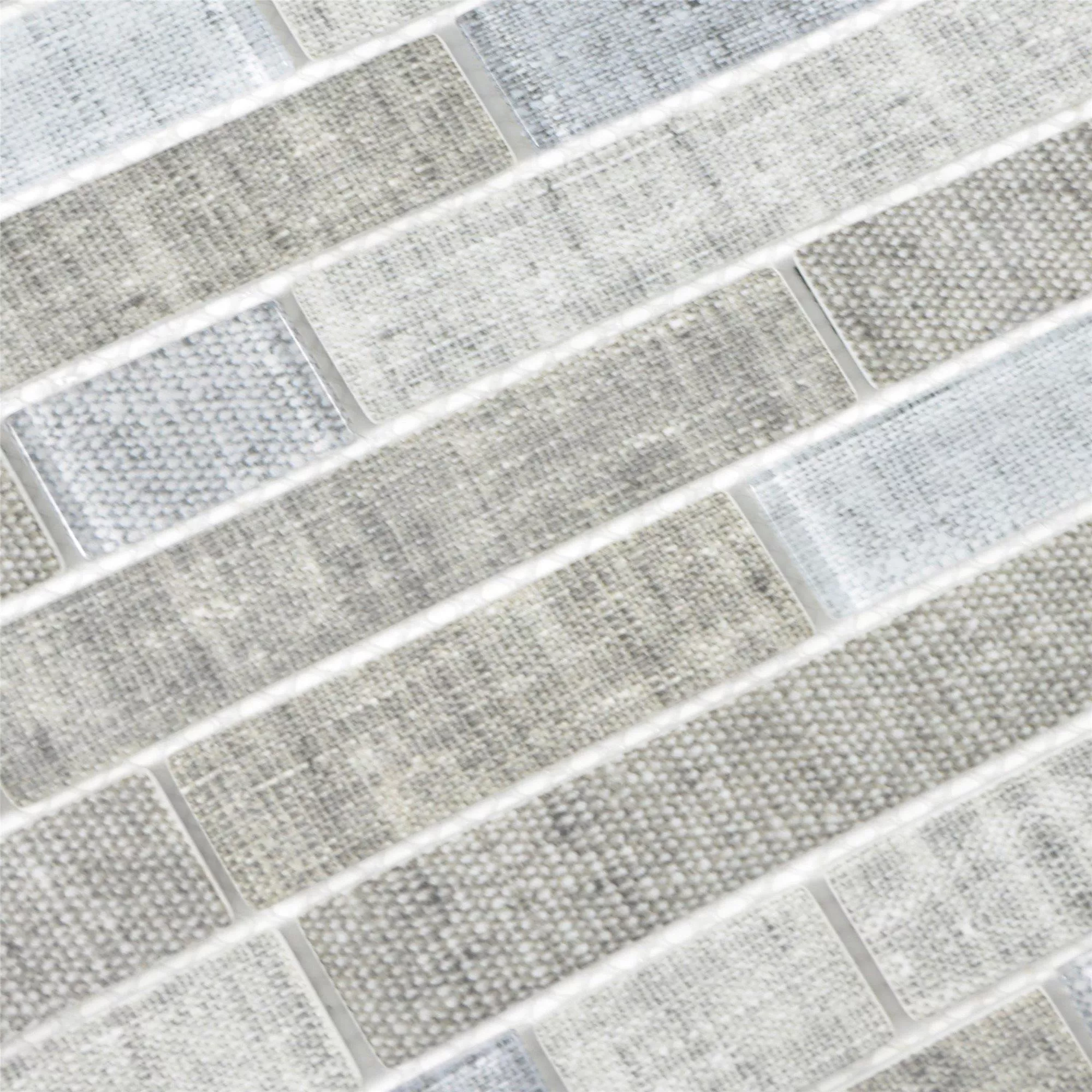 Sample Glass Mosaic Tiles Lyonel Textile Optic Brick Grey