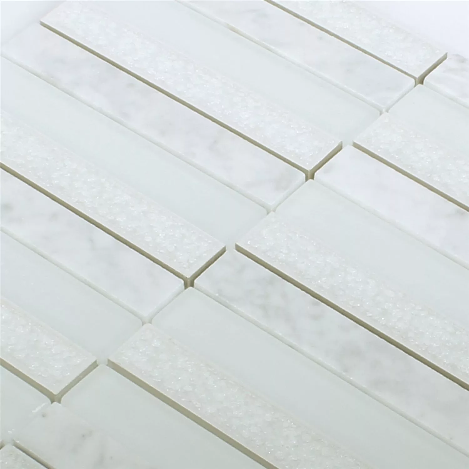 Mosaic Tiles Glass Natural Stone Talinn Arktis White