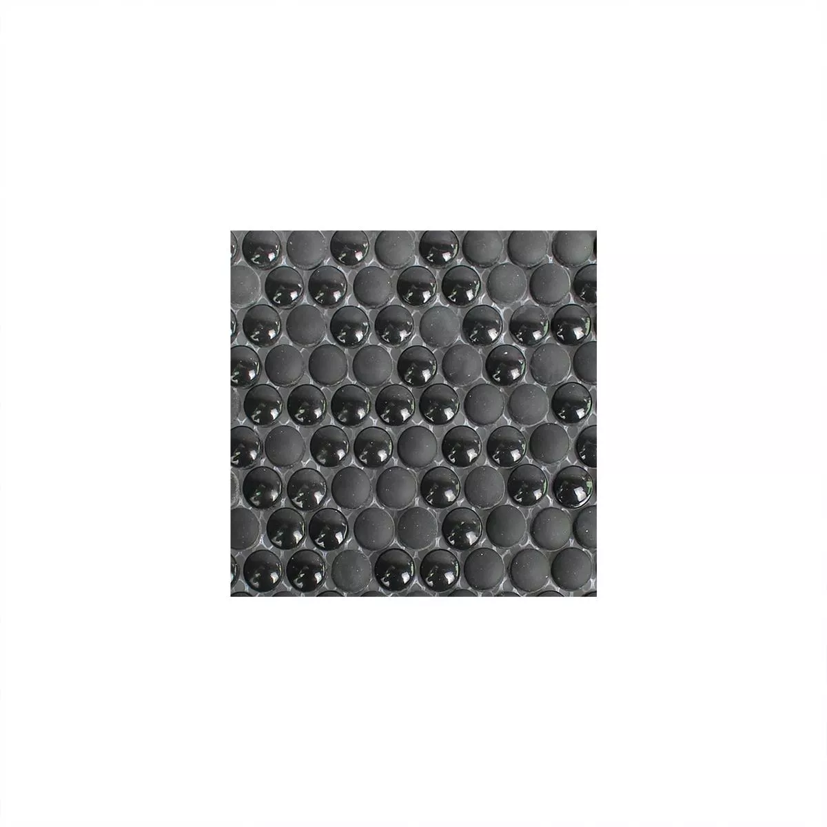 Sample Glass Mosaic Tiles Bonbon Round Eco Black