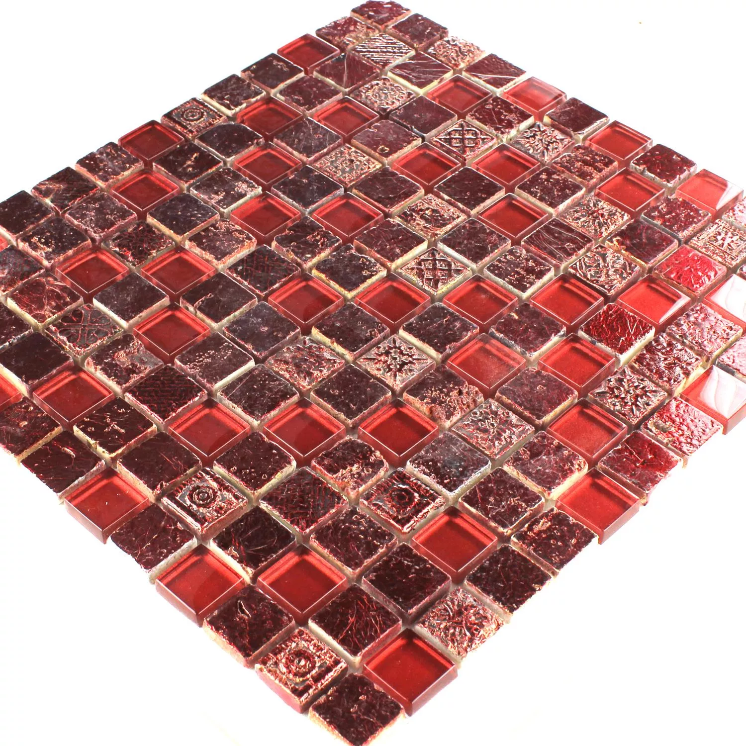 Mosaic Tiles Glass Limestone Marble Lava Red Duo