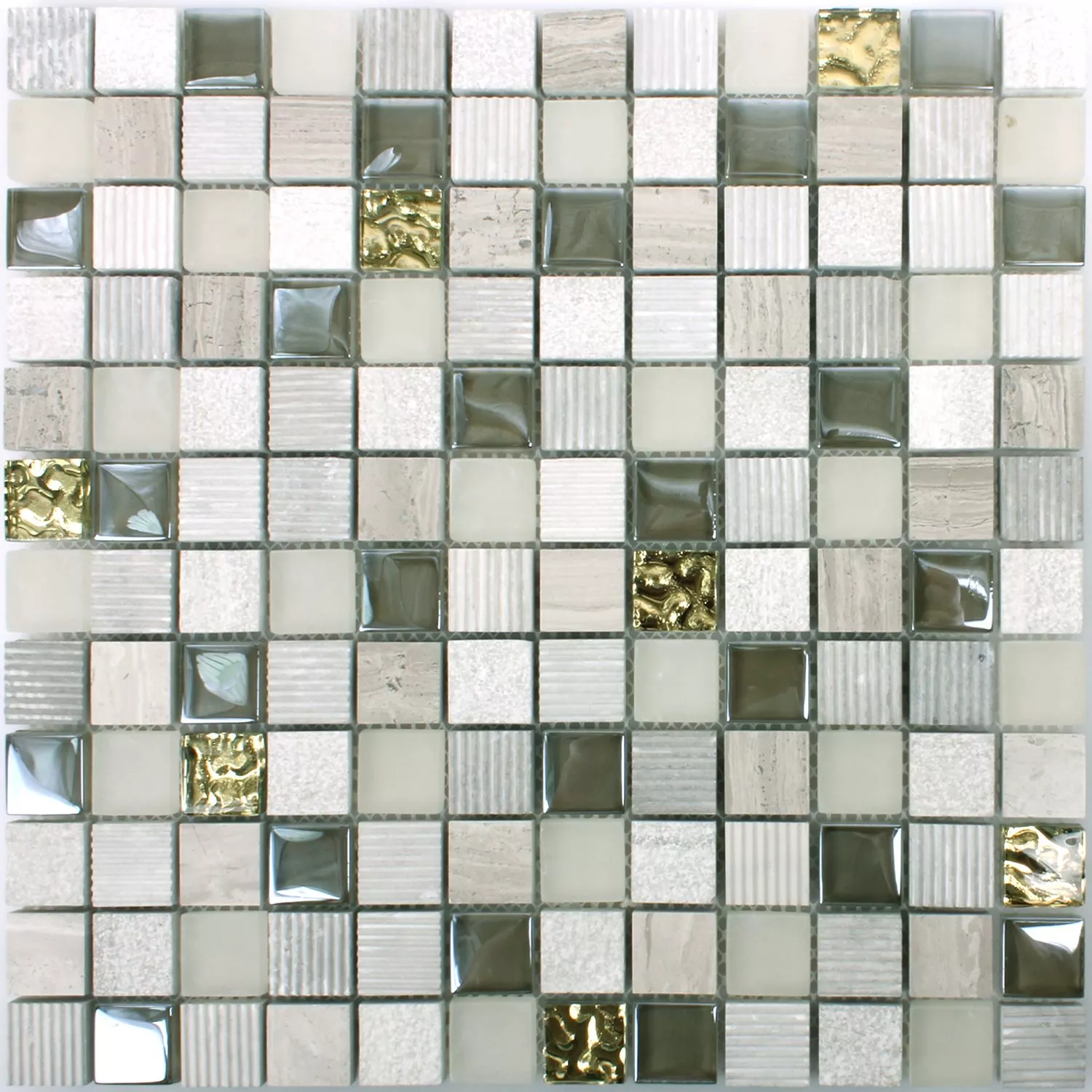 Mosaic Tiles Venzona Light Grey Gold 23