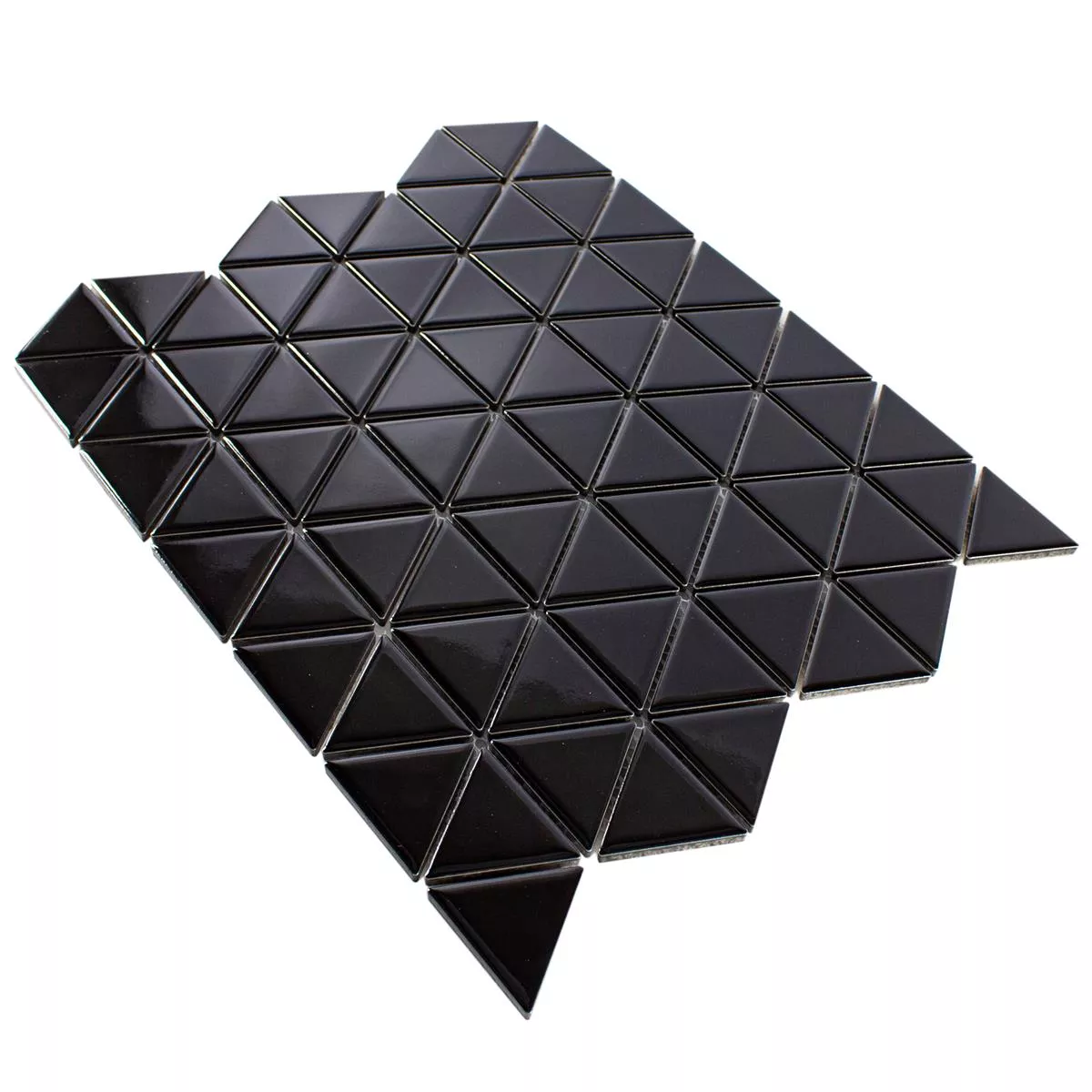 Ceramic Mosaic Tiles Arvada Triangle Black Glossy