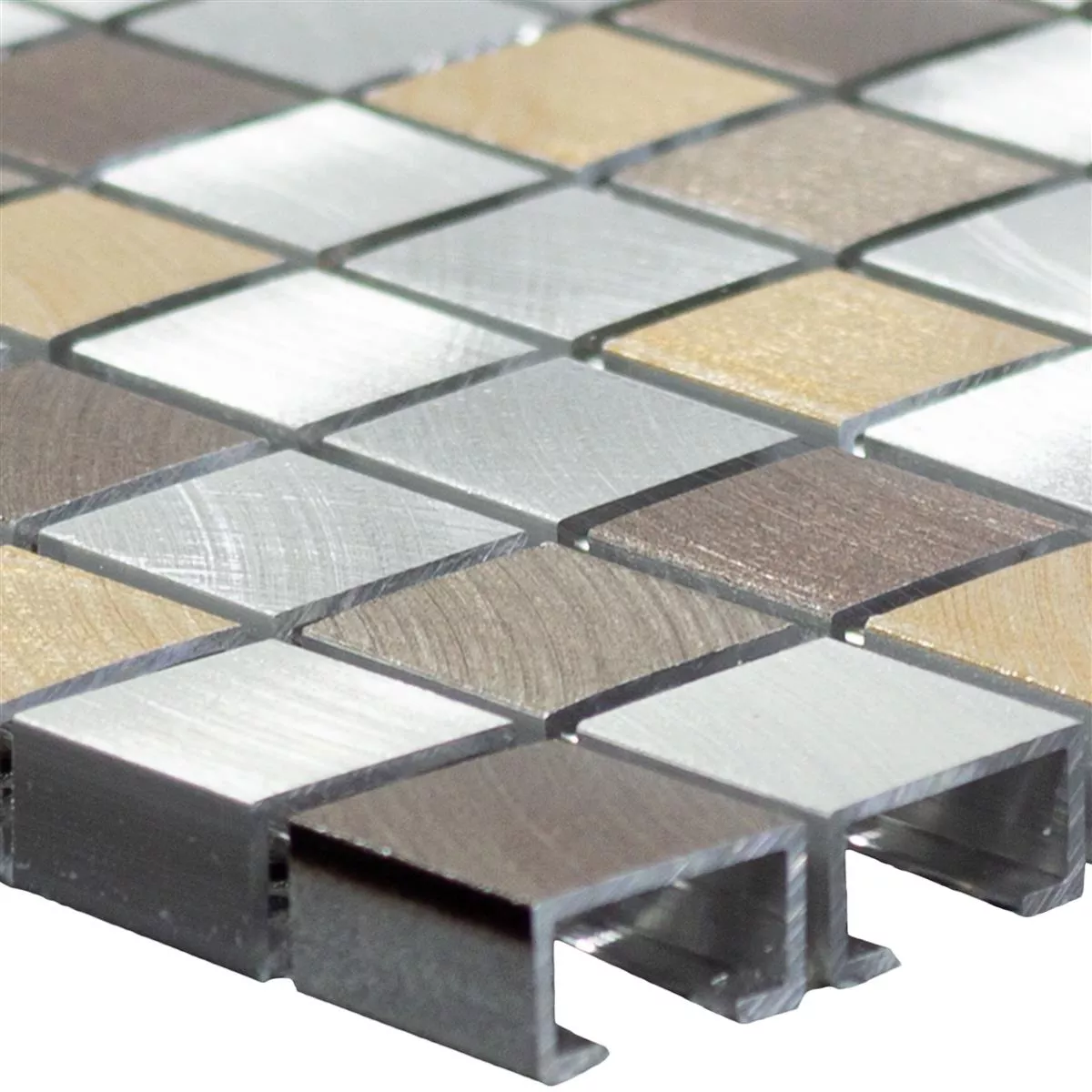 Aluminium Metal Mosaic Tiles Techvisto Brown Silver Aluminium Metal Mosaic Tiles Techvisto Brown Silver