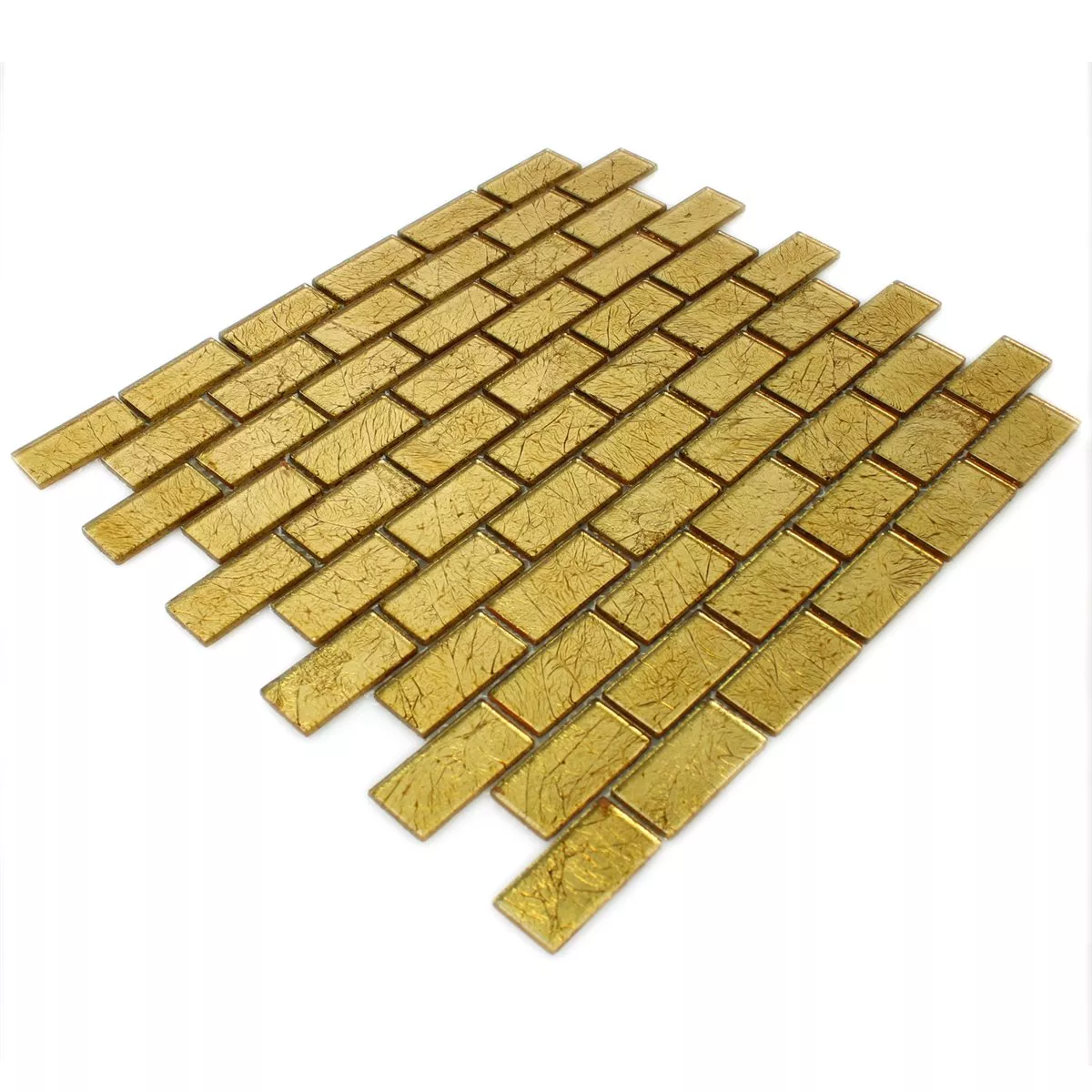 Mosaic Tiles Glass Brick Crystal Gold Structured