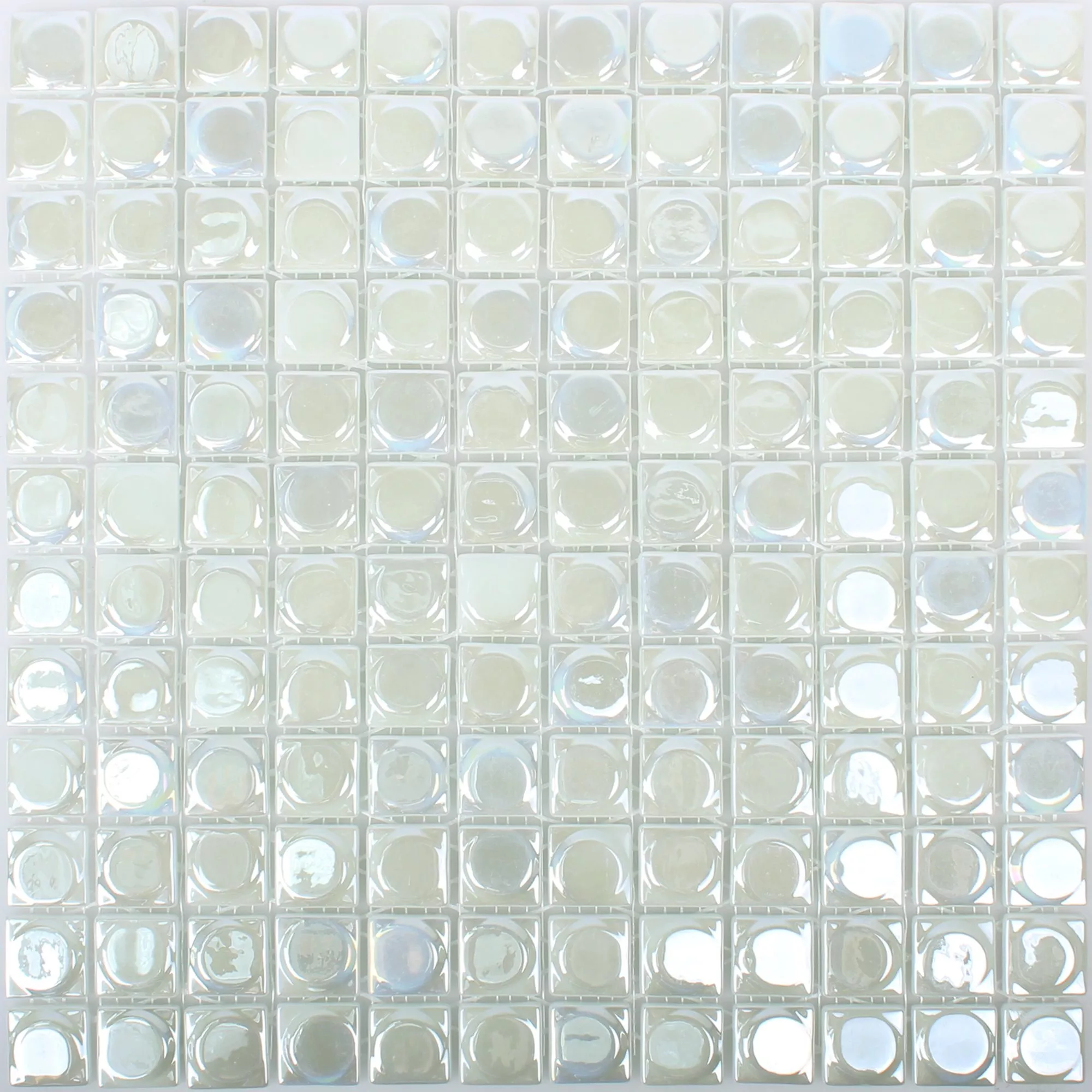 Glass Mosaic Tiles Accra White 3D Round