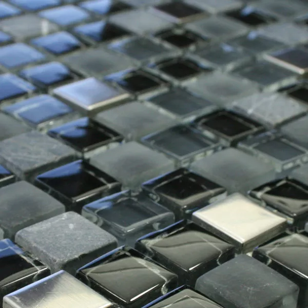 Sample Mosaic Tiles Glass Marble Stainless Steel Black Mix