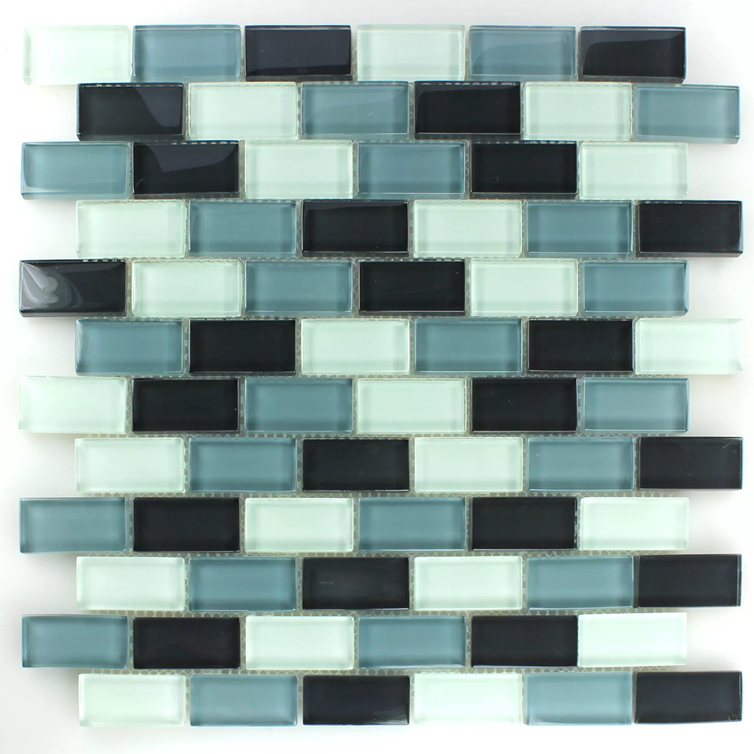 Mosaic Tiles Glass Brick Grey Mix