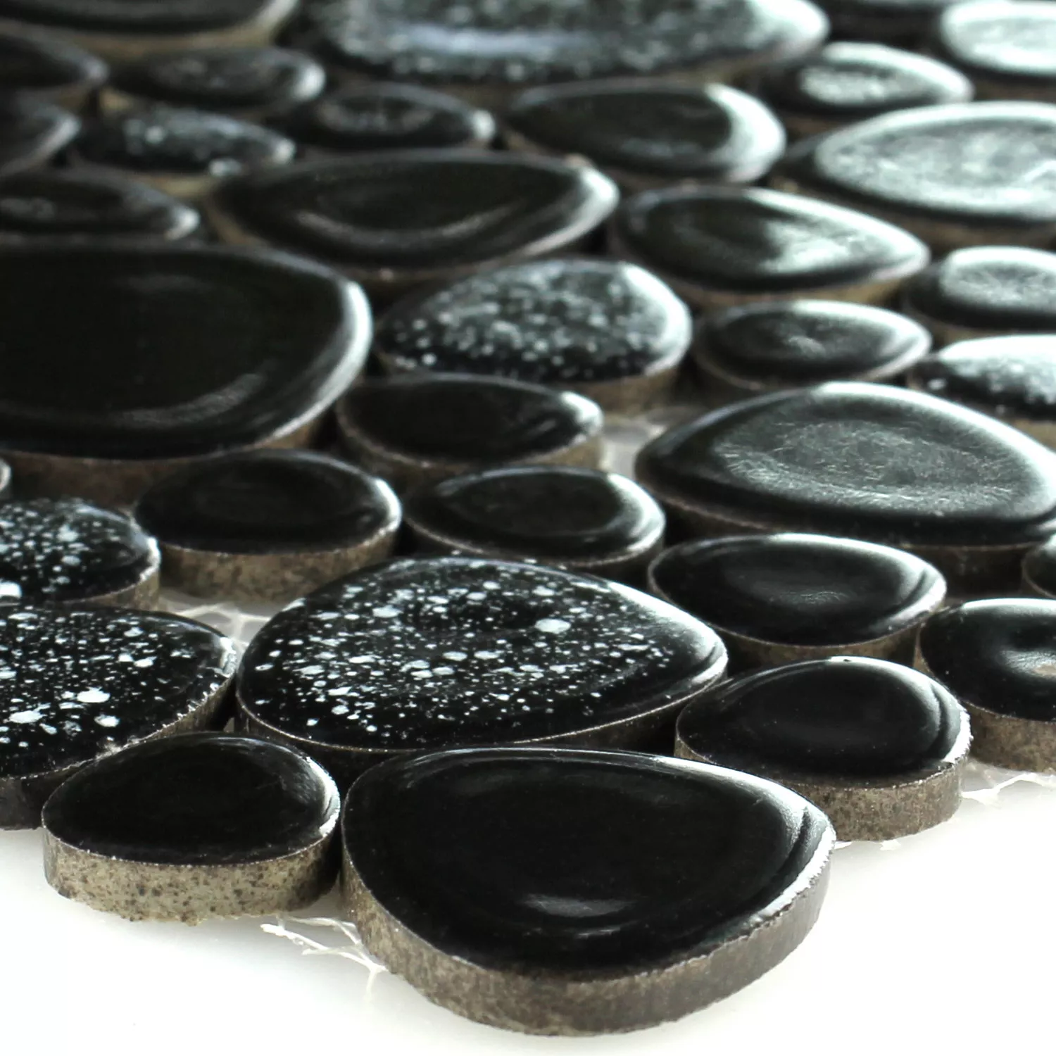 Mosaic Tiles Ceramic Pebble Black