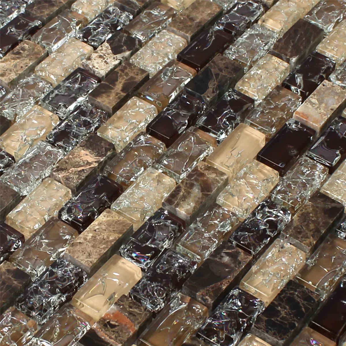 Sample Mosaic Tiles Glass Natural Stone Bricks Dark Emperador