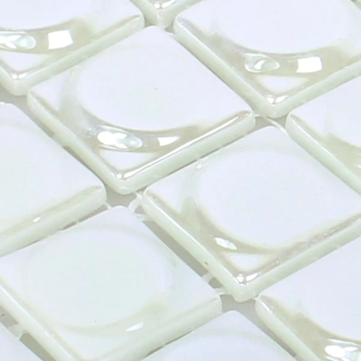 Sample Glass Mosaic Tiles Accra White 3D Round