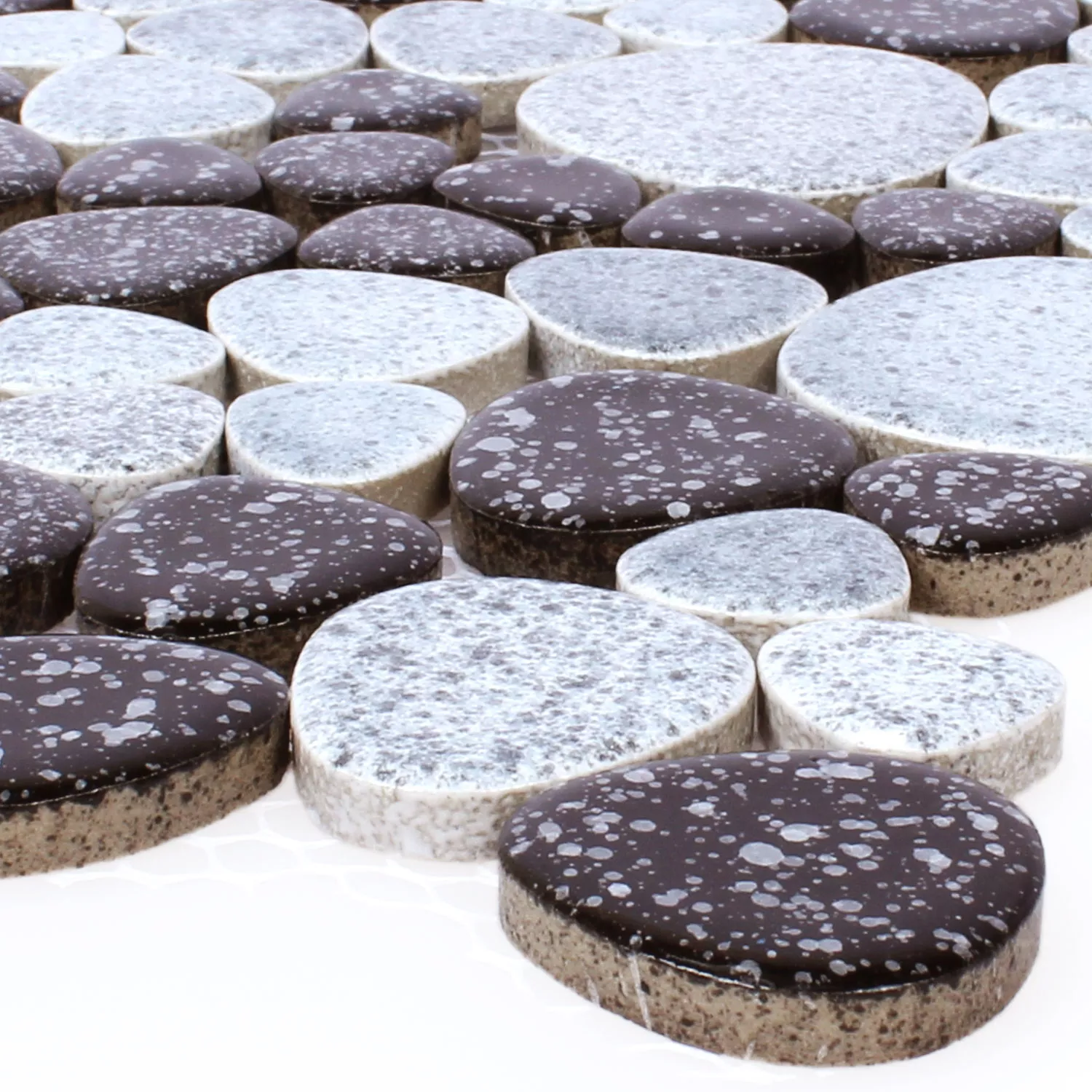 Mosaic Tiles Ceramic Pebble Optic Black White Mosaic Tiles Ceramic Pebble Optic Black White