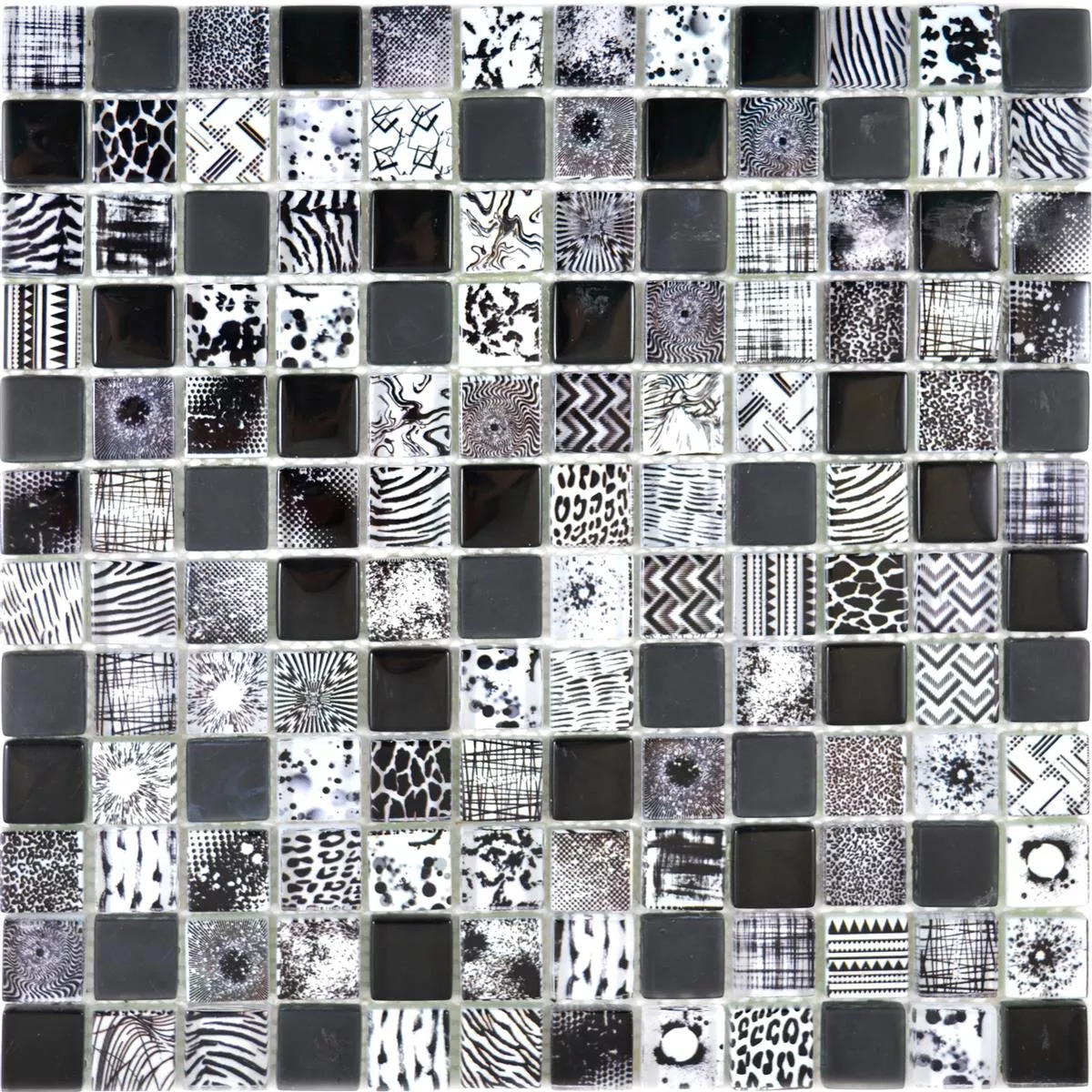 Glass Mosaic Tiles Cornelia Retro Optic Black