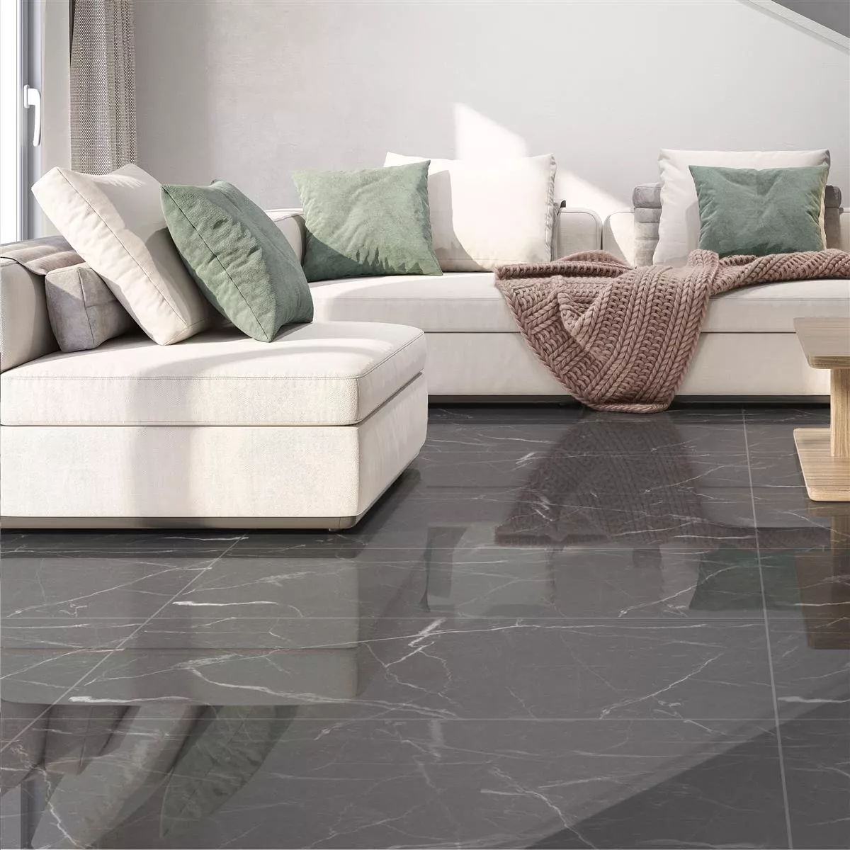 Floor Tiles Santana Marble Optic Polished Dark Grey 60x120cm