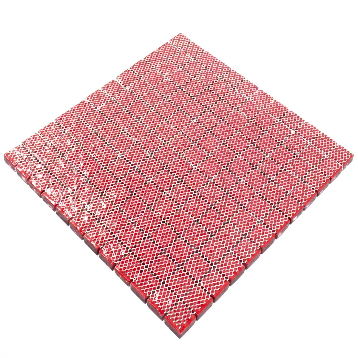 Sample Glass Mosaic Tiles Santa Cruz Structured Red