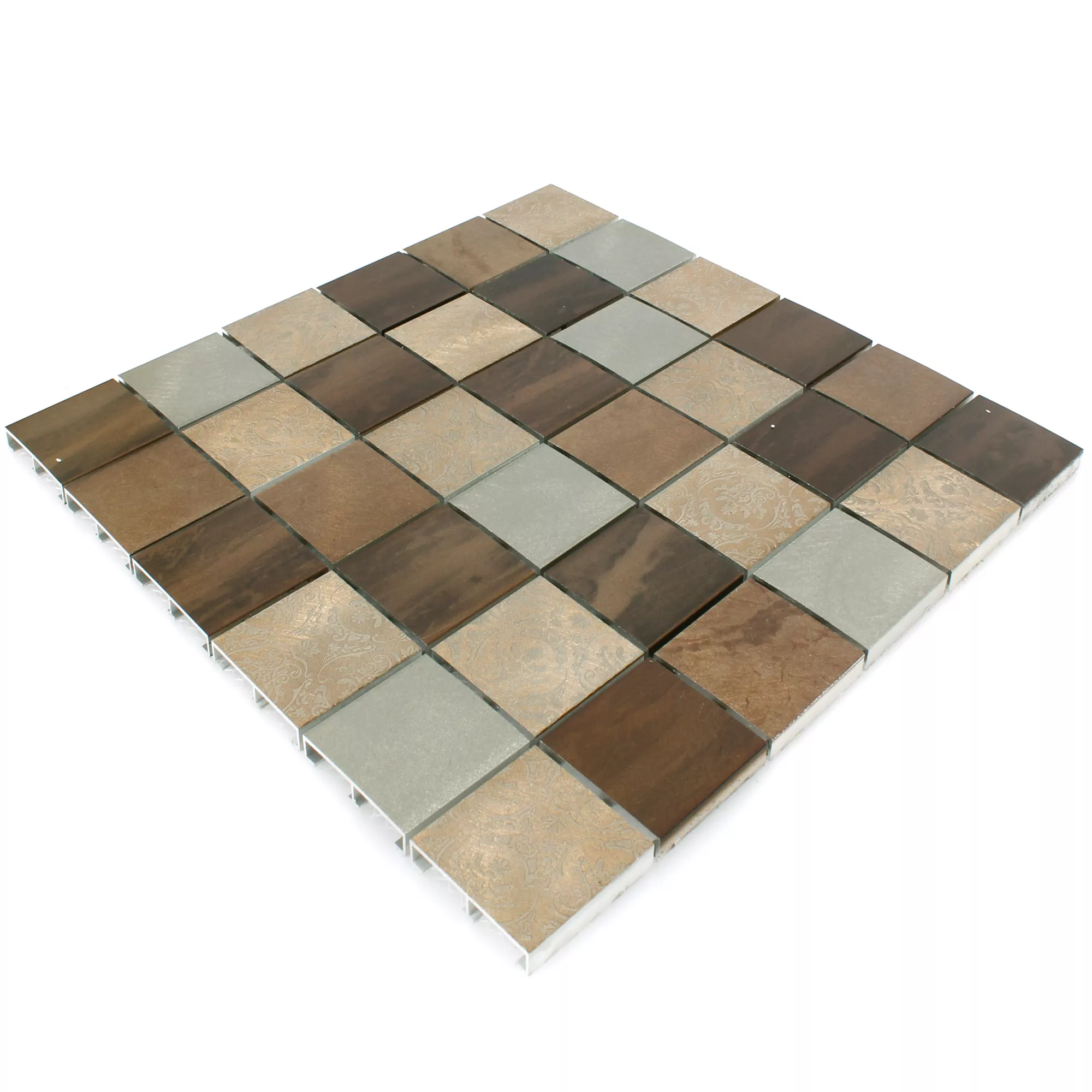 Sample Mosaic Tiles Aluminium Ayolas Brown Silver