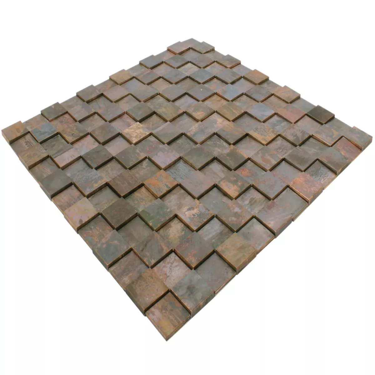 Mosaic Tiles Copper Santorini Square 3D
