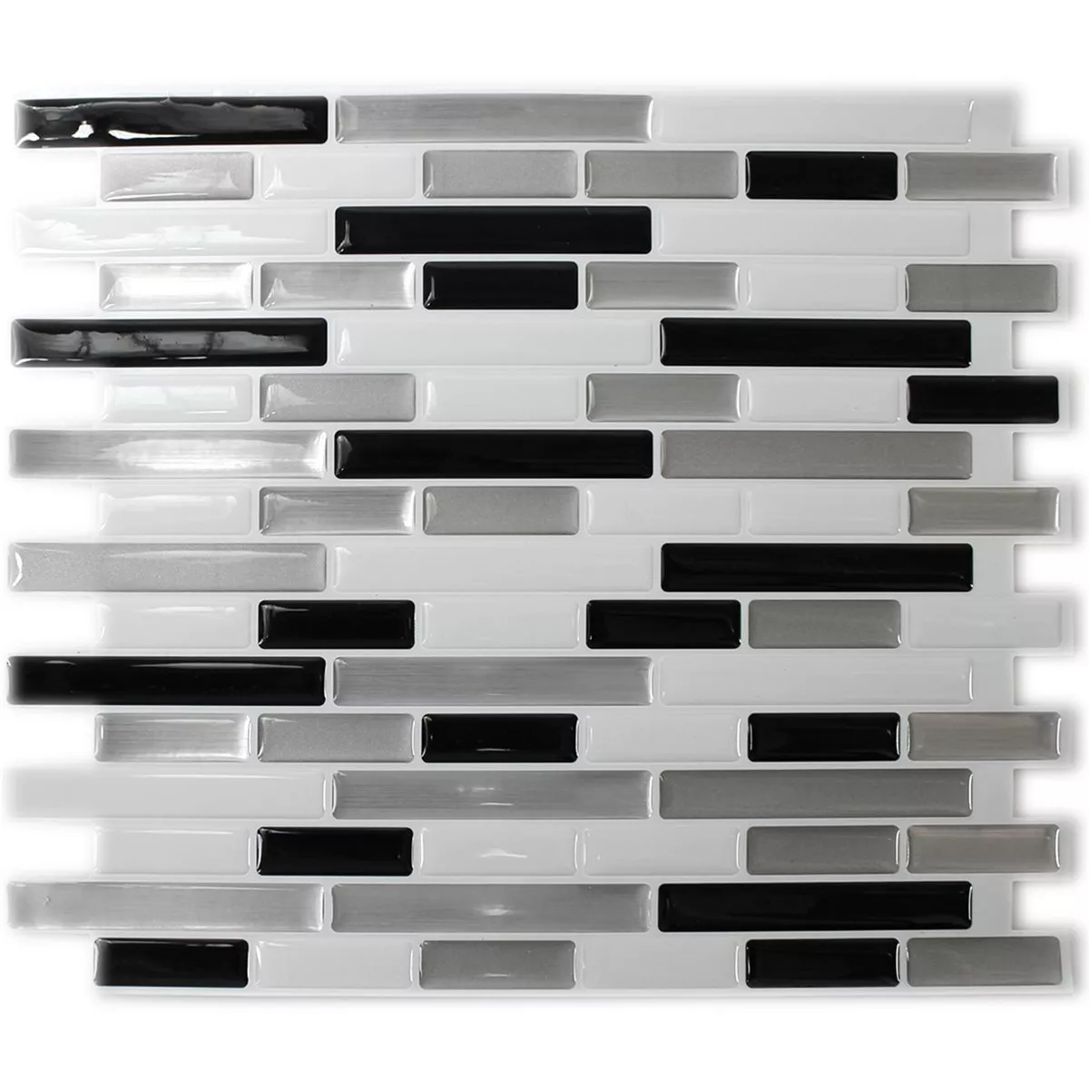 Mosaic Tiles Vinyl Sticks Silver Black Mix