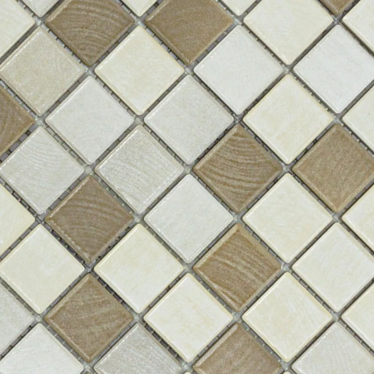 Ceramic Mosaic Tiles Luminara Wood Optic Brown Beige