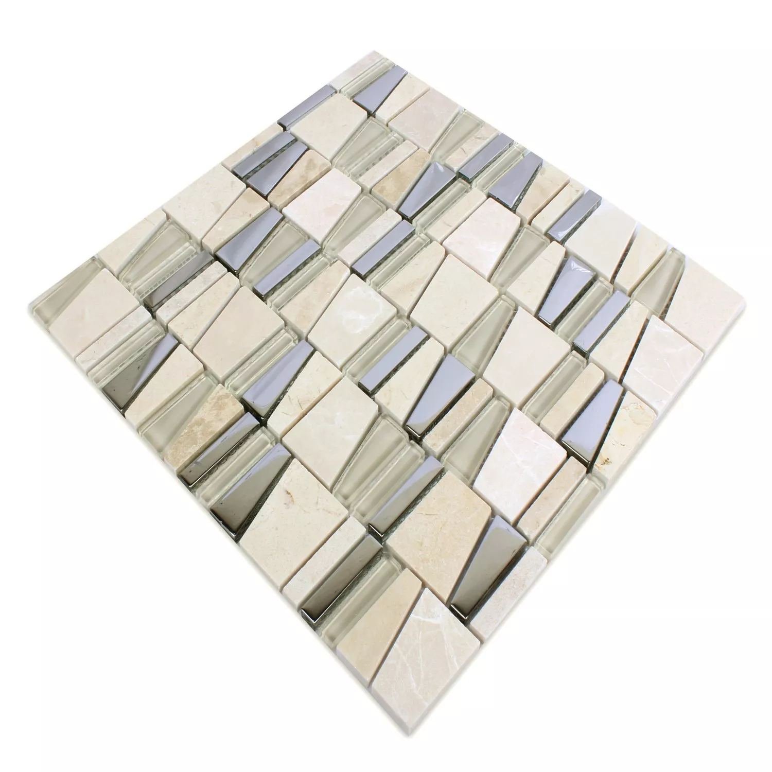 Sample Mosaic Tiles Natural Stone Glass Beige Effect