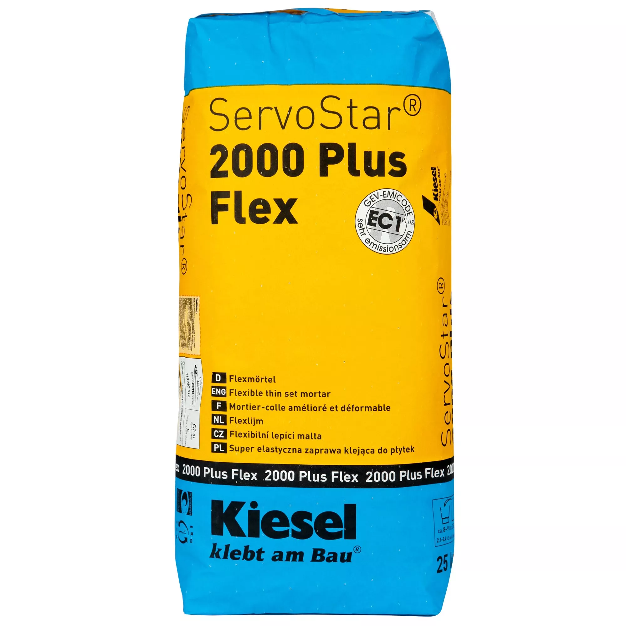 Kiesel tile adhesive Servostar 2000 - flexible and plastic-modified cementitious thin-bed mortar (25KG)