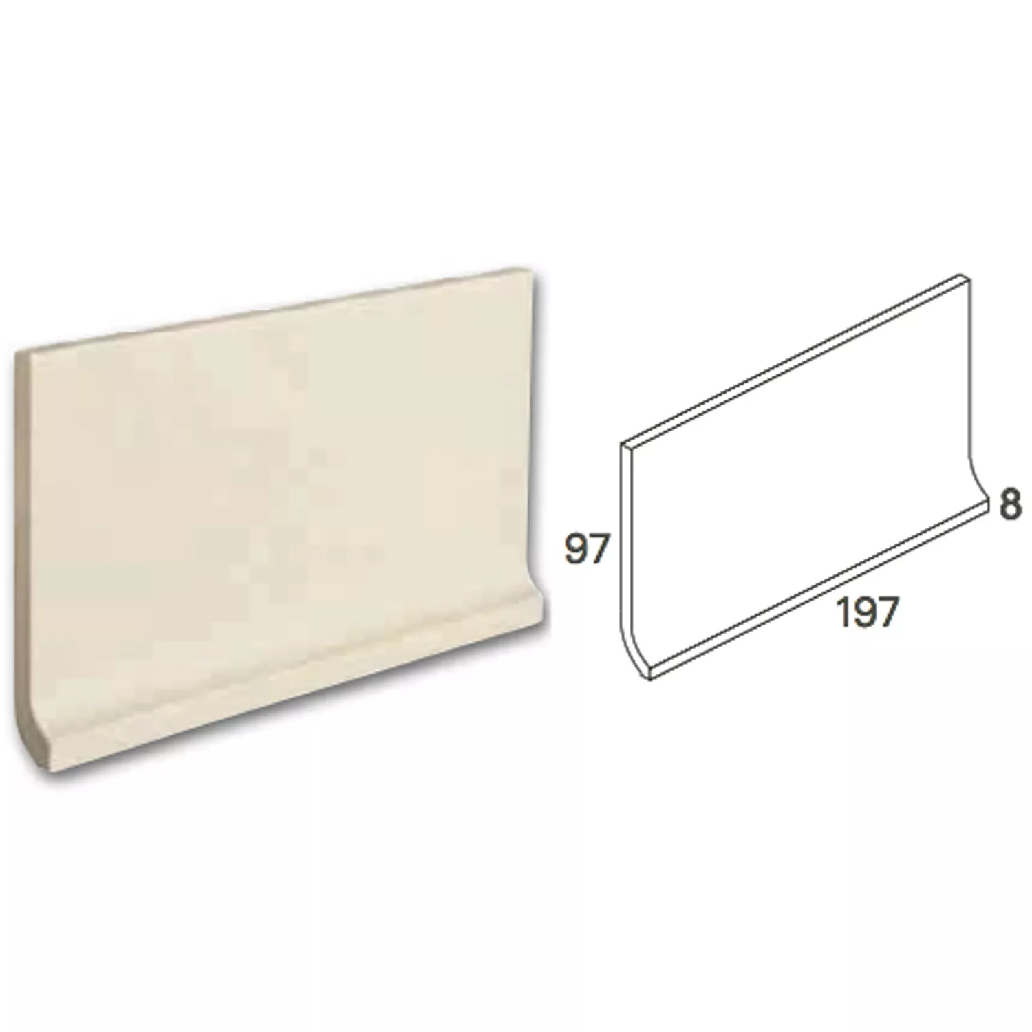 Cove Base Fine Grain Tile Grey 20x10cm Cove Base Fine Grain Tile Grey 20x10cm