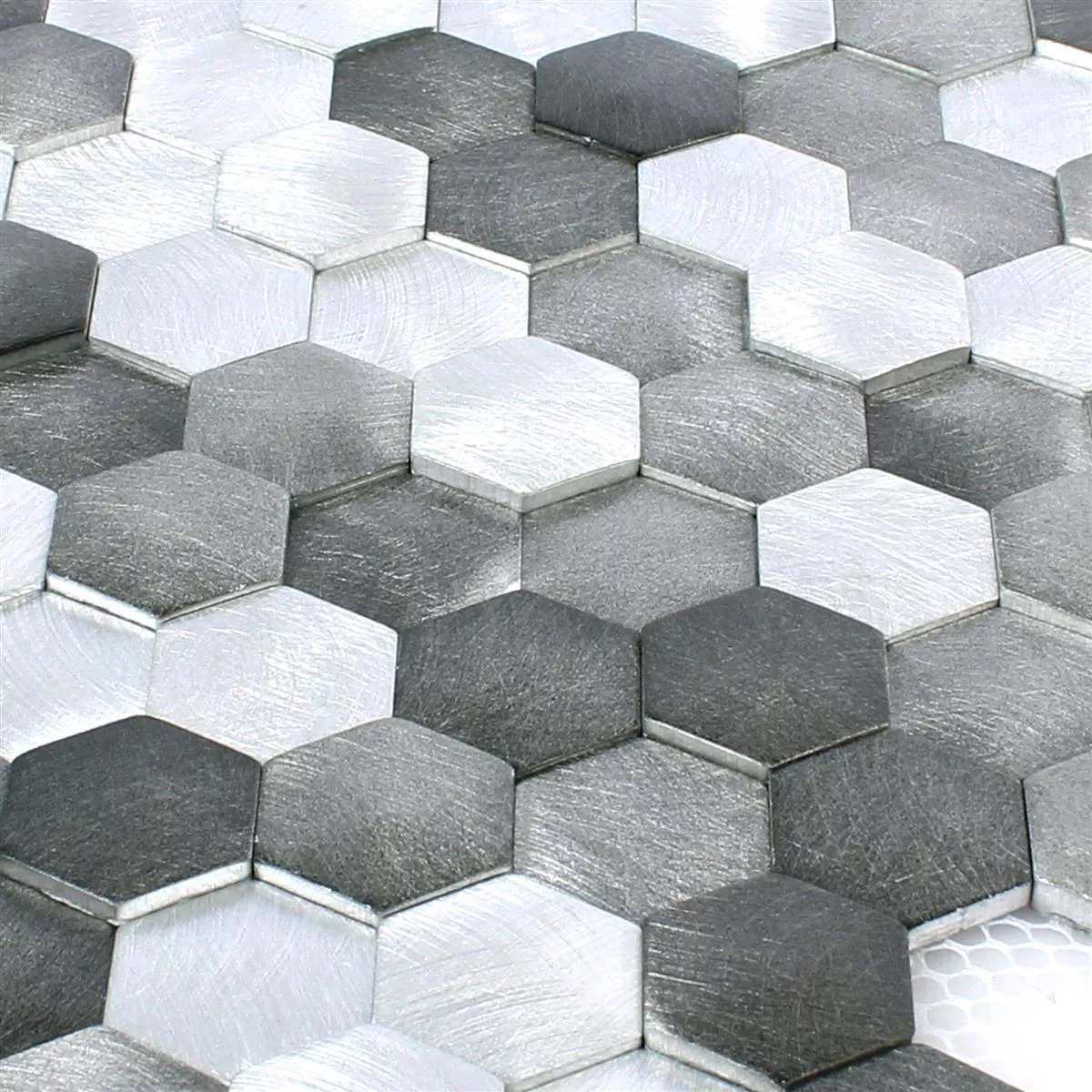 Sample Mosaic Tiles Sindos Hexagon 3D Black Silver