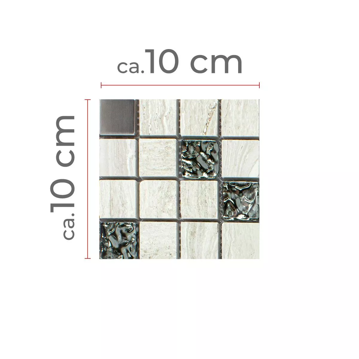 Sample Glass Natural Stone Metal Mosaic Tile Fulda Grey Silver