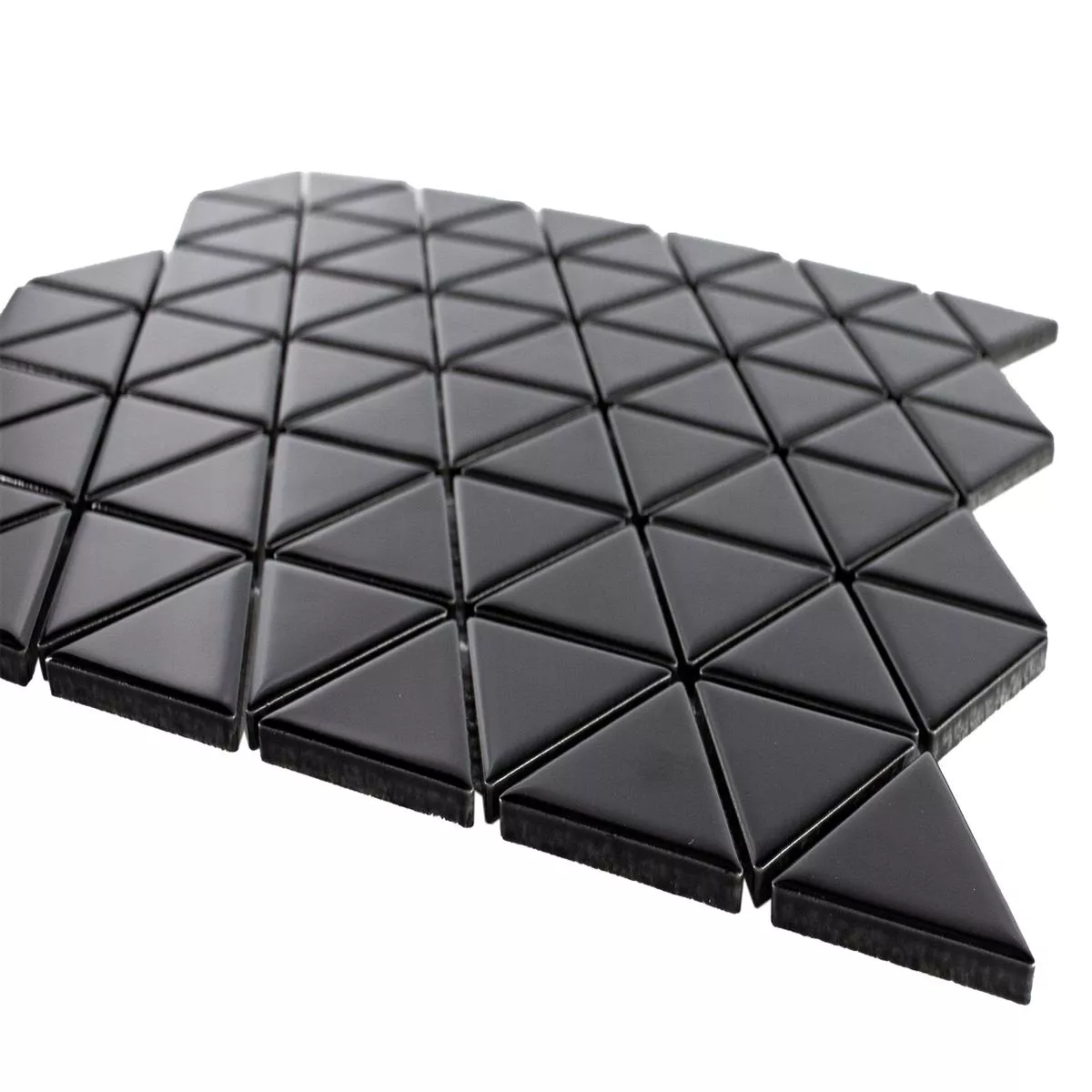 Sample Ceramic Mosaic Tiles Arvada Triangle Black Mat