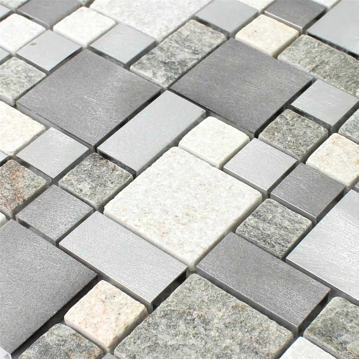 Sample Mosaic Tiles Quartzite Aluminium Metal Mix