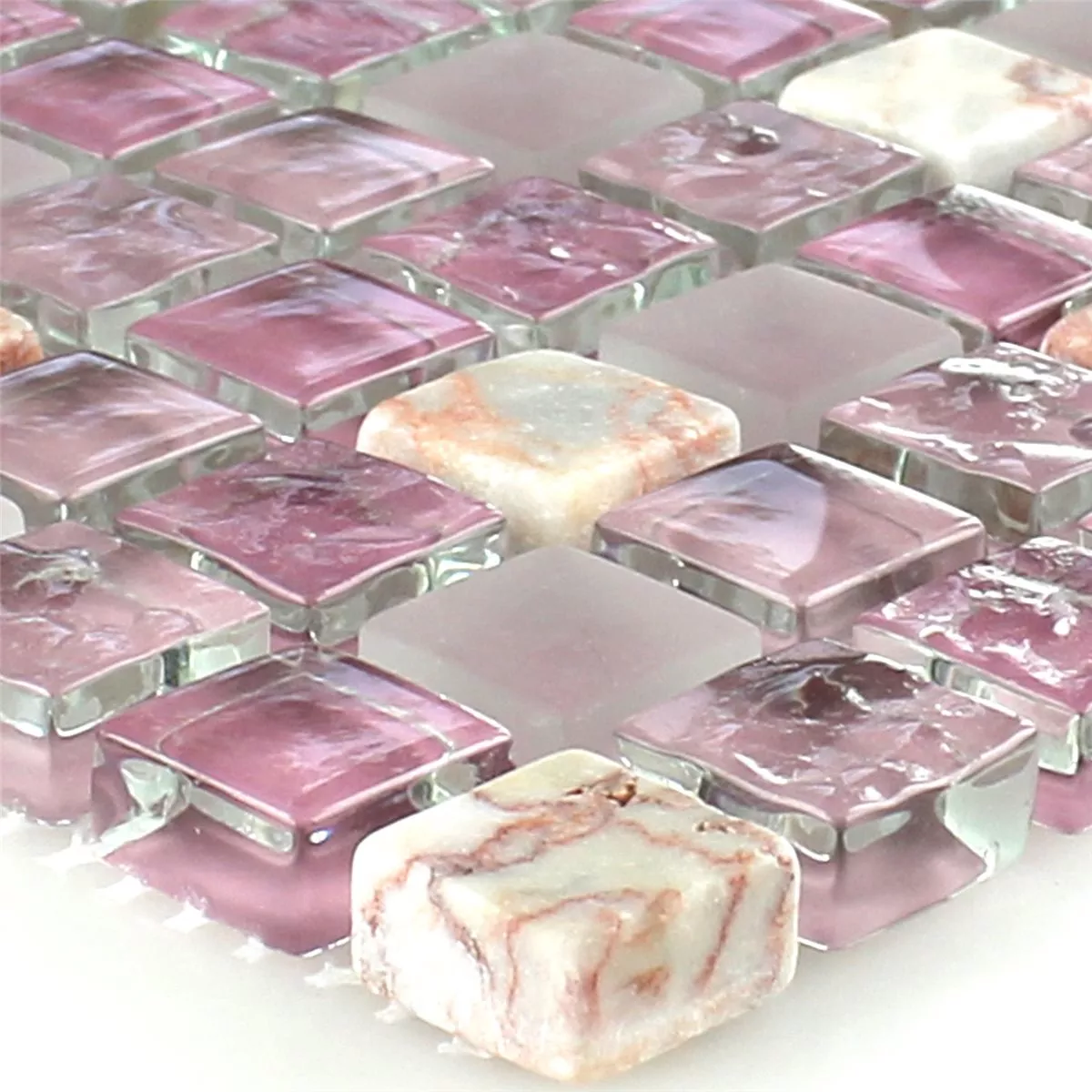 Mosaic Tiles Glass Marble Pink Mix 15x15x8mm Mosaic Tiles Glass Marble Pink Mix 15x15x8mm