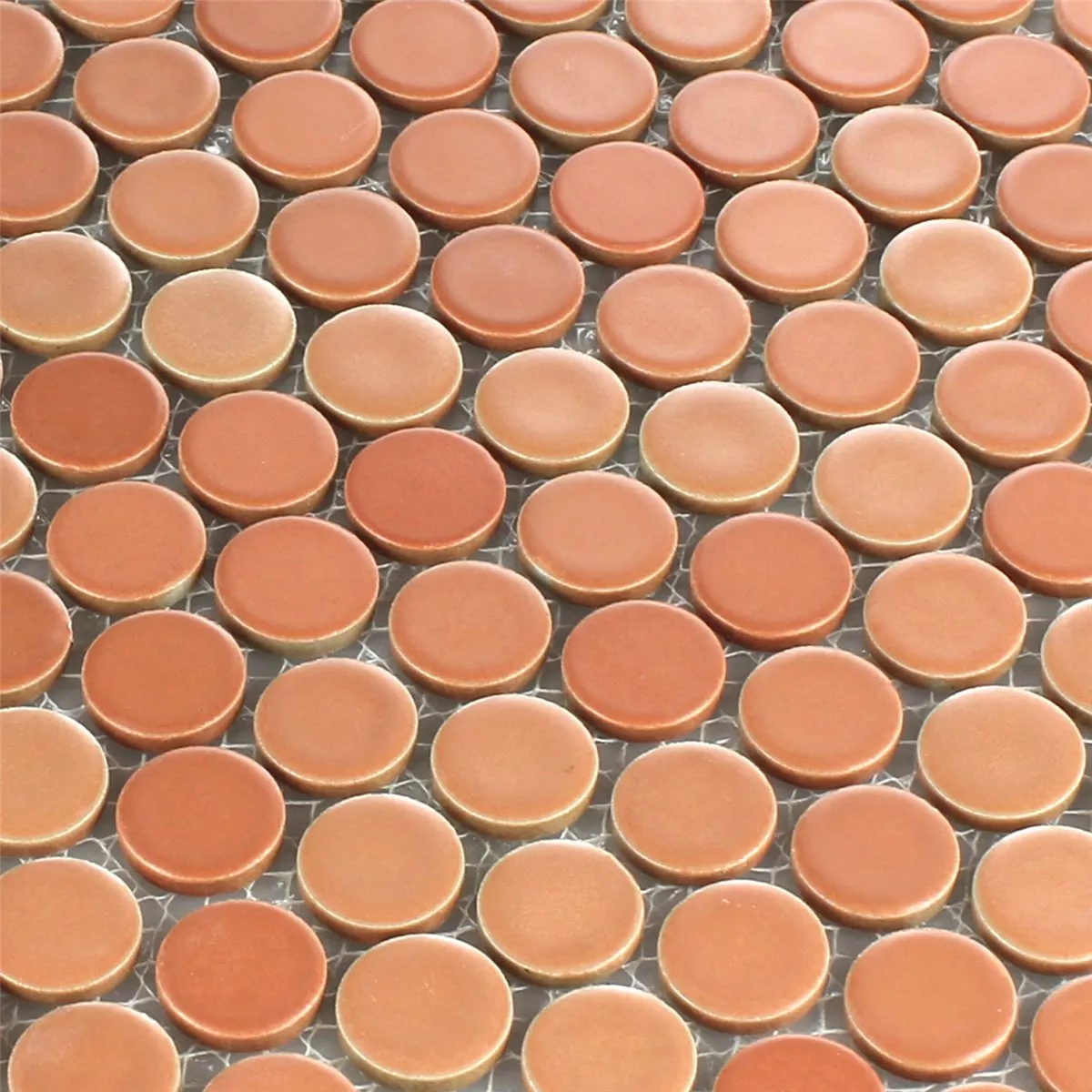 Sample Ceramic Button Mosaic Tiles Round Terracotta