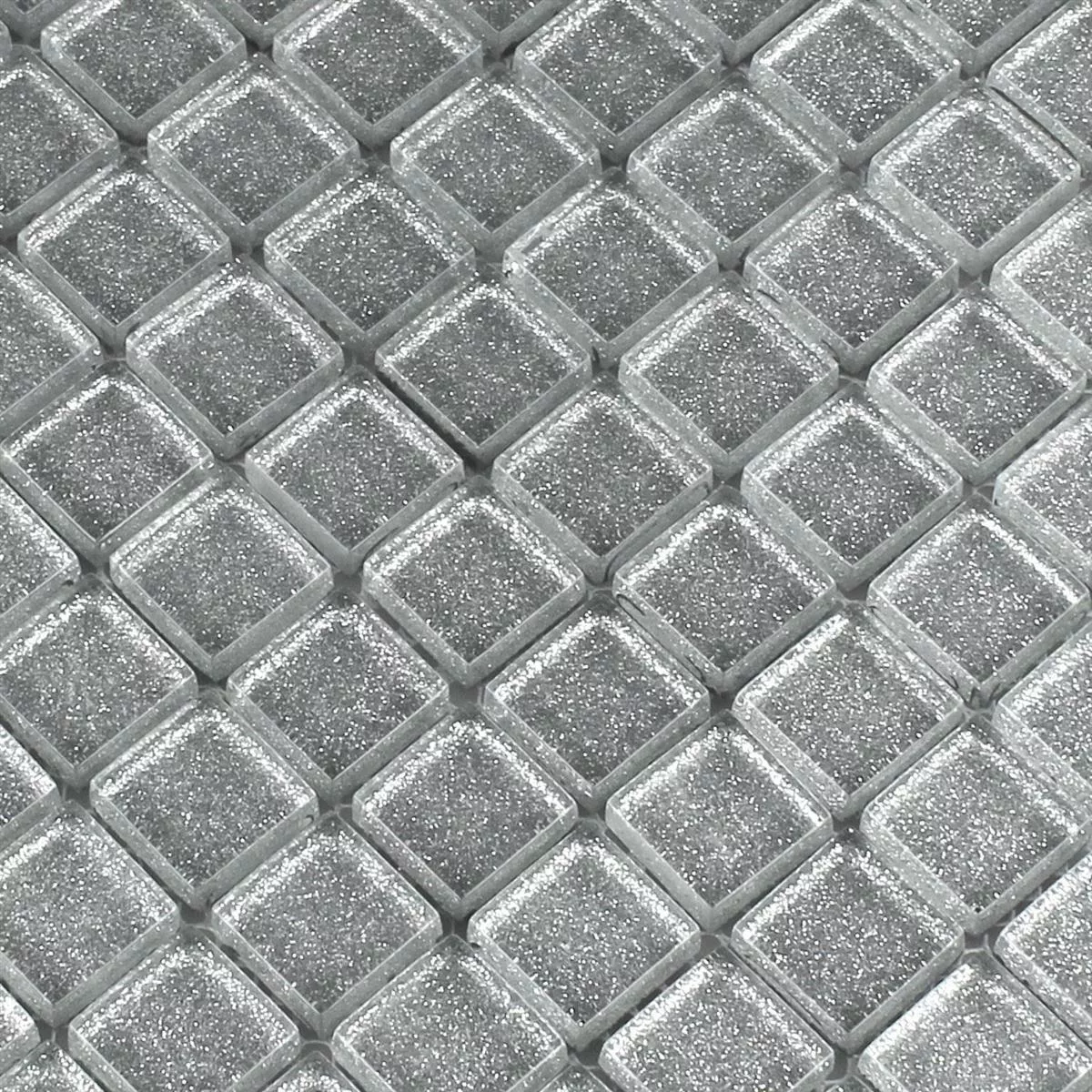 Sample Mosaic Tiles Glass Silver Glitter 