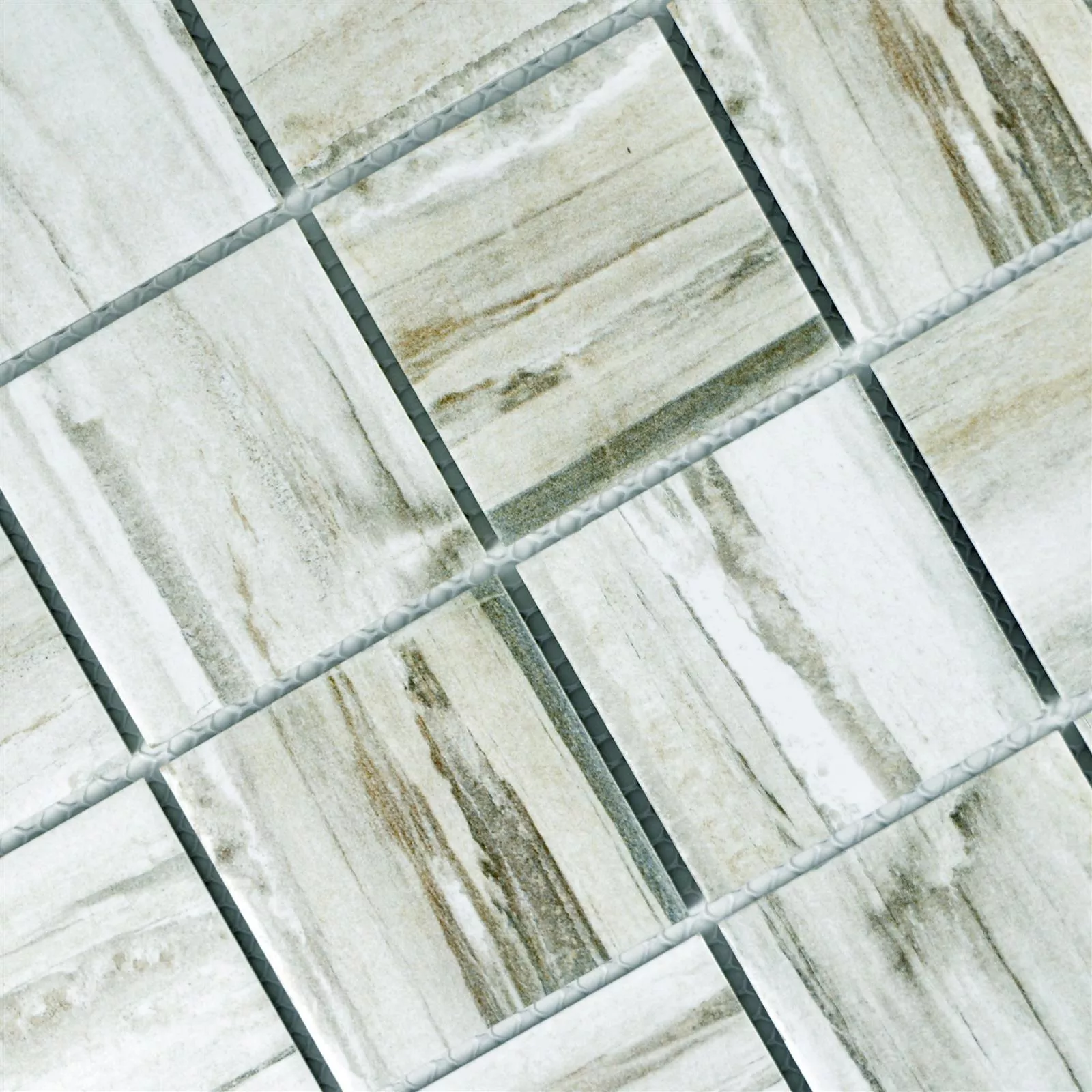 Sample Ceramic Wood Optic Mosaic Tiles Norfolk White Square
