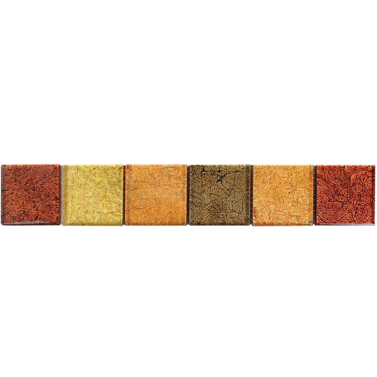 Glass Mosaic Tiles Border SantaFe Gold Orange Q48