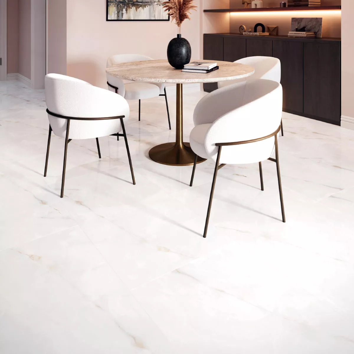 Floor Tiles Konza Marble Optic Polished Glossy Blanc