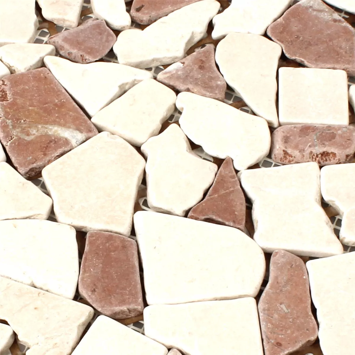 Sample Mosaic Tiles Broken Marble Rosso Verona Botticino